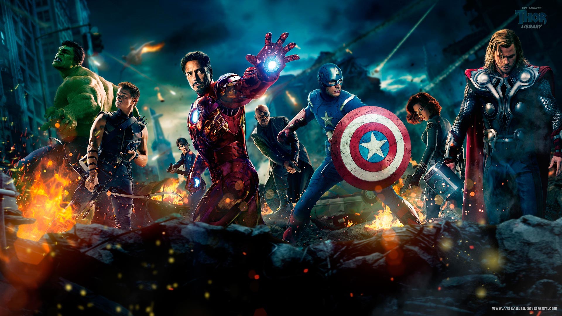 Full Avengers Line Up and SHIELD Poster from the Movie 1920 x 1080