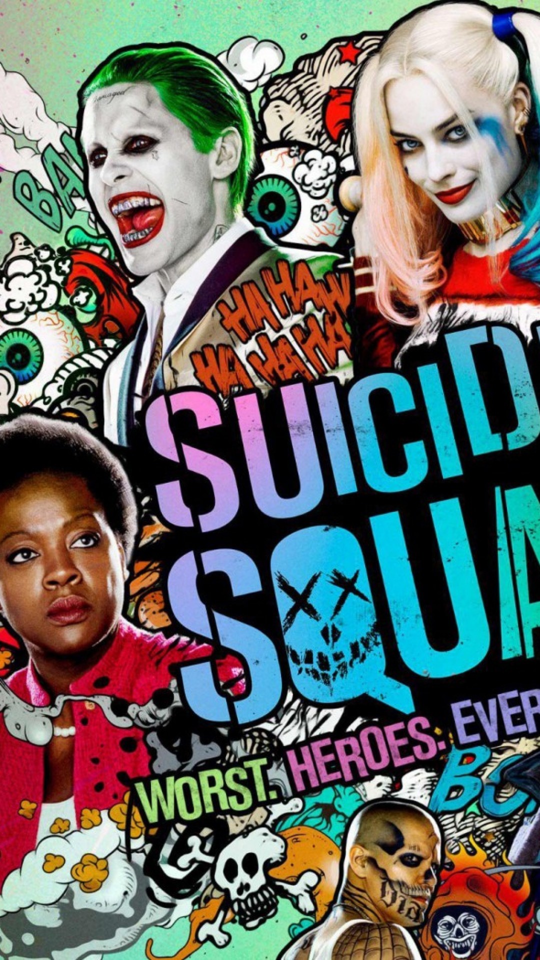 Wallpaper suicide squad, harley quinn, deadshot, joker, captain boomerang, enchantress