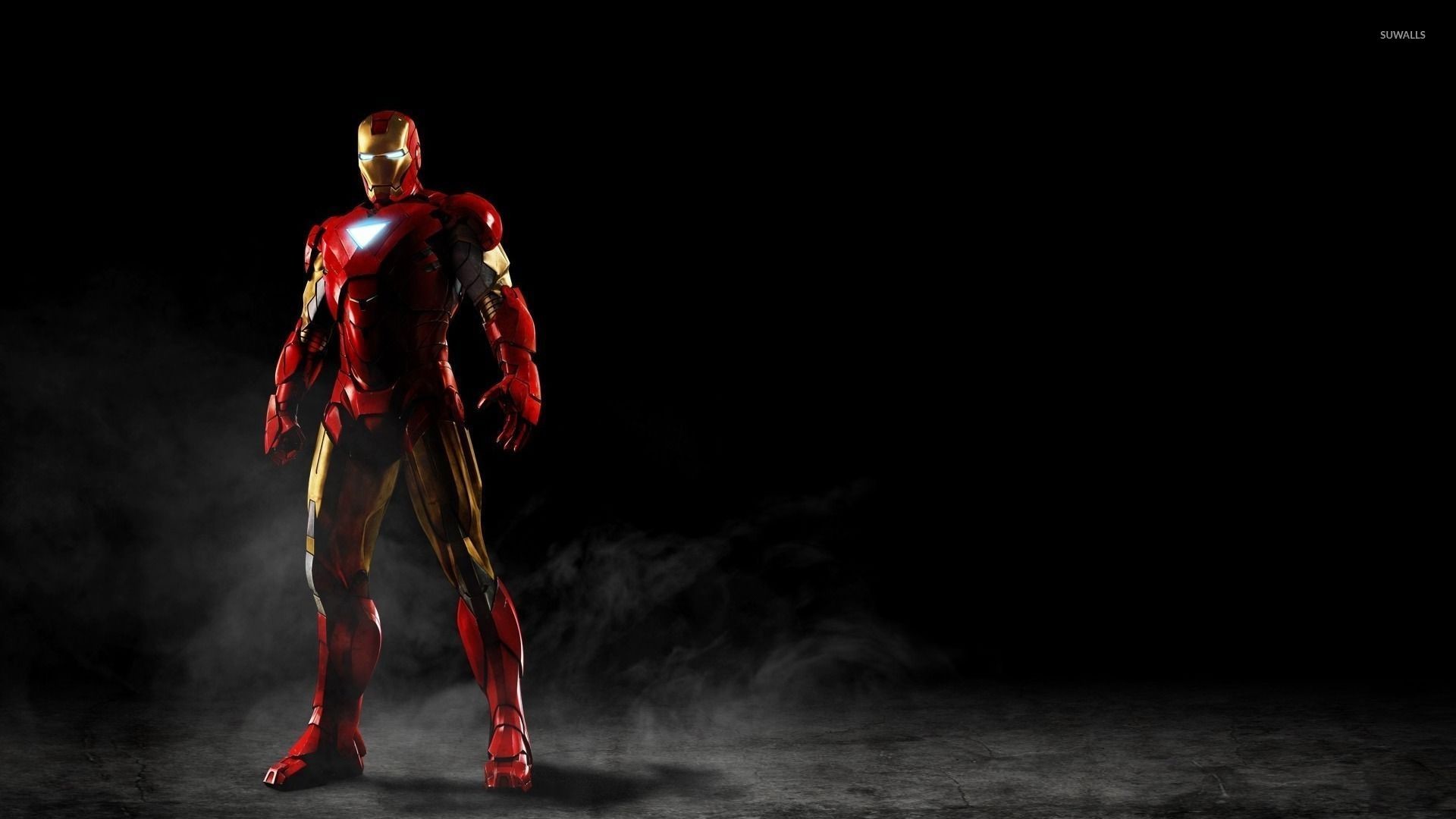 Iron Man standing in the smoke wallpaper jpg