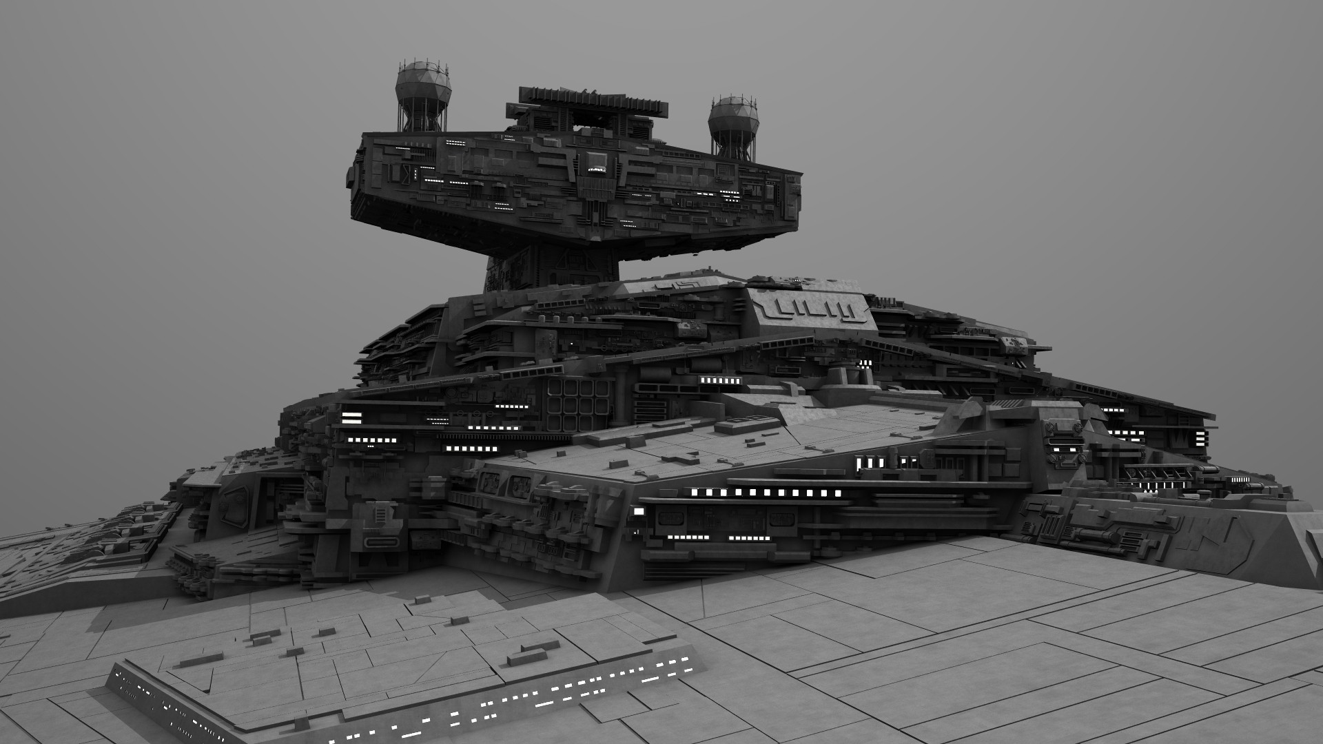 Imperial II Star Destroyer Modeled in Lightwave3D. Textured in Adobe Photshop