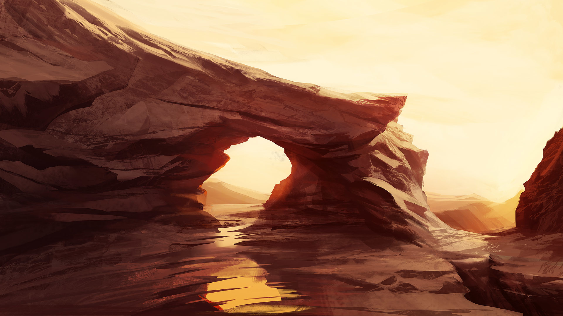 Artistic – Desert Makkon Rock Brown Sun Wallpaper