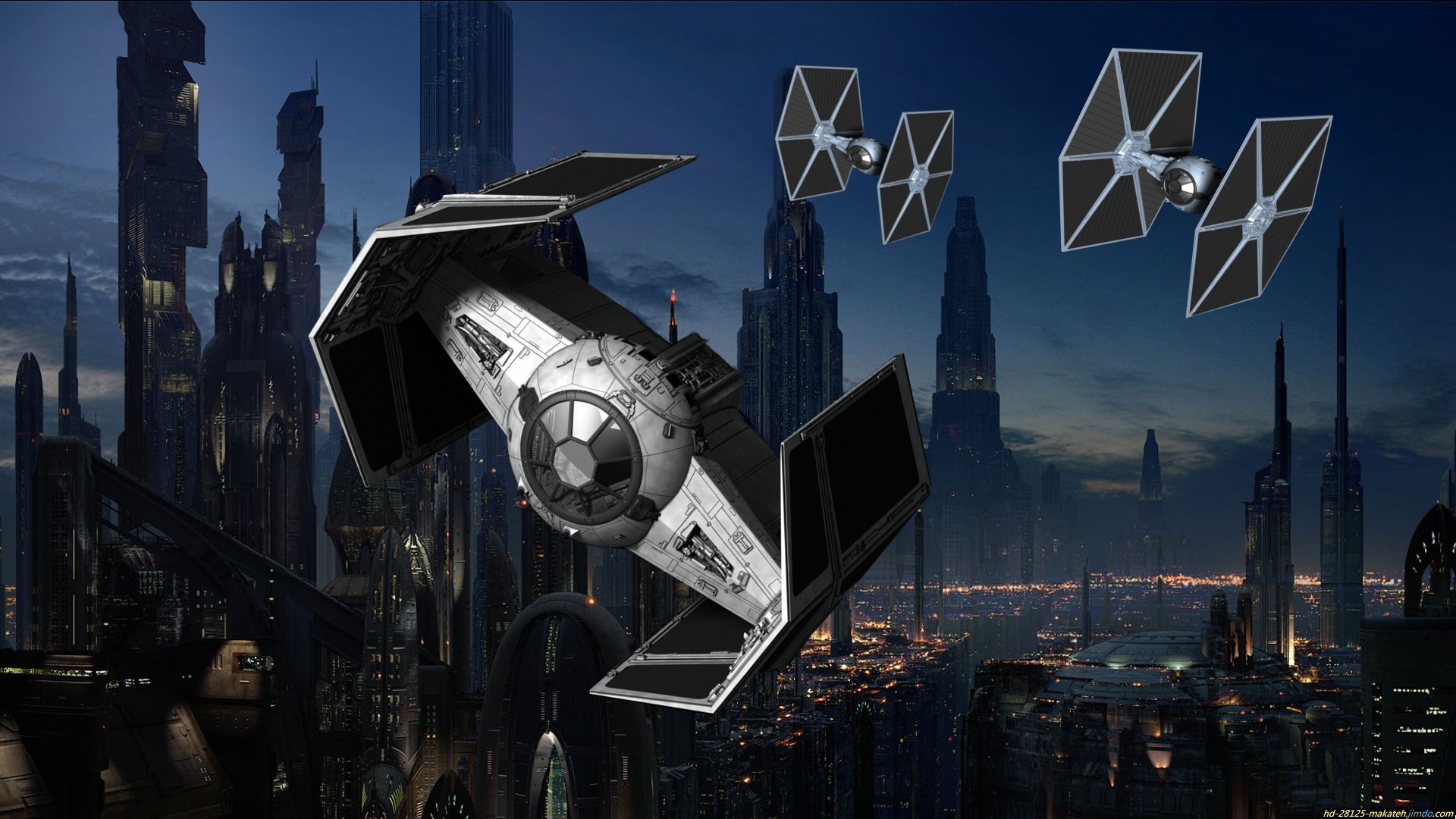Sci Fi – Star Wars Planet Sci Fi Moon People Spaceship Space TIE Fighter  Wallpaper