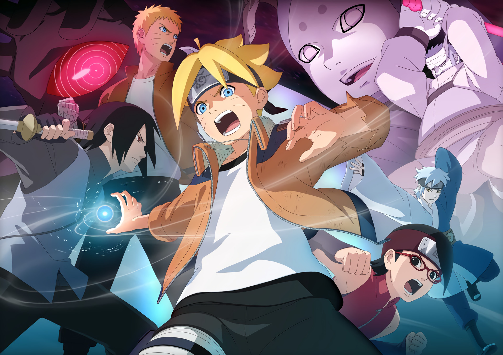 Anime – Boruto Boruto Uzumaki Sarada Uchiha Naruto Uzumaki Sasuke Uchiha Momoshiki tsutsuki Wallpaper