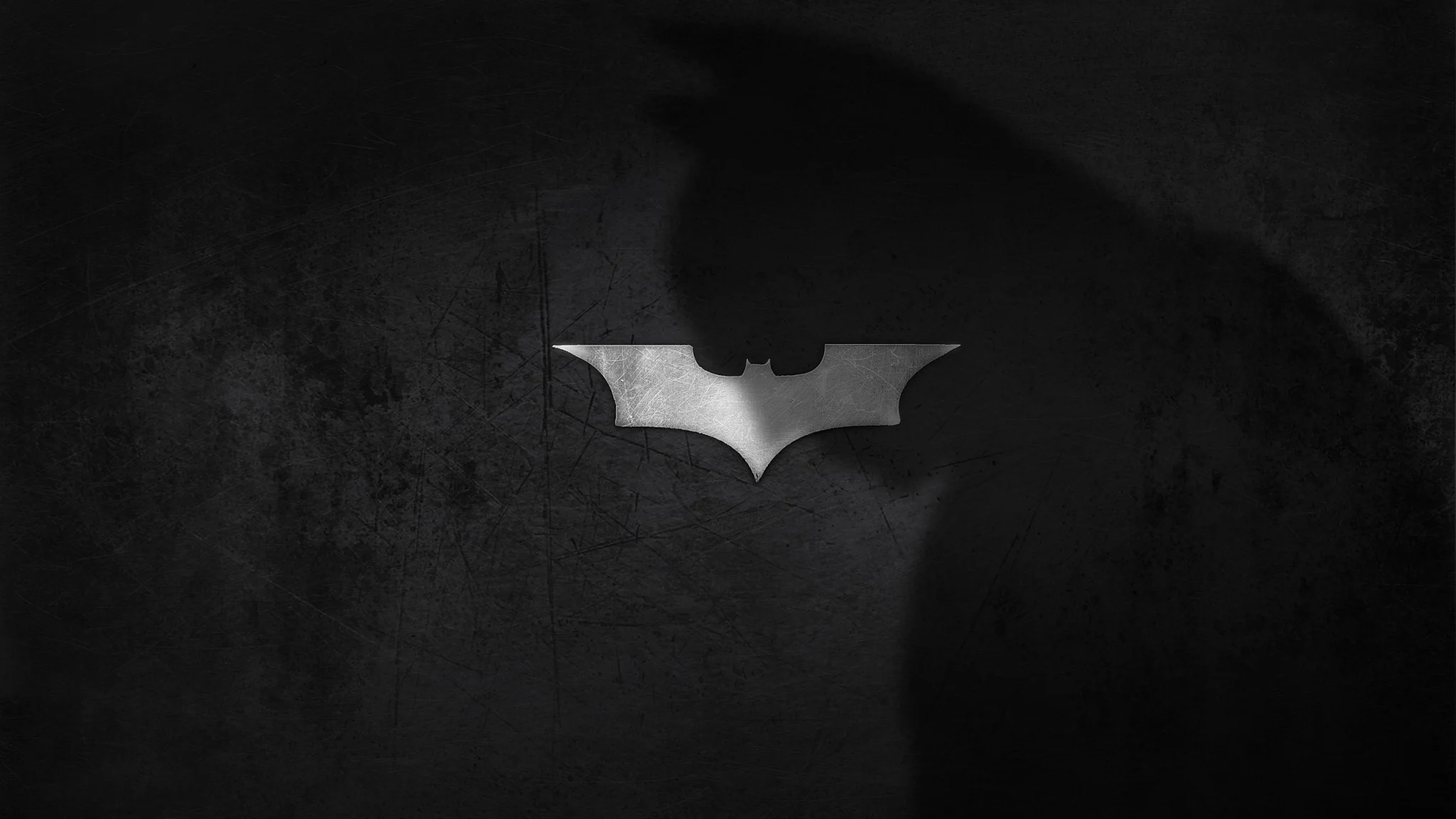 Preview wallpaper shadow, logo, batman, dark knight 2048×1152