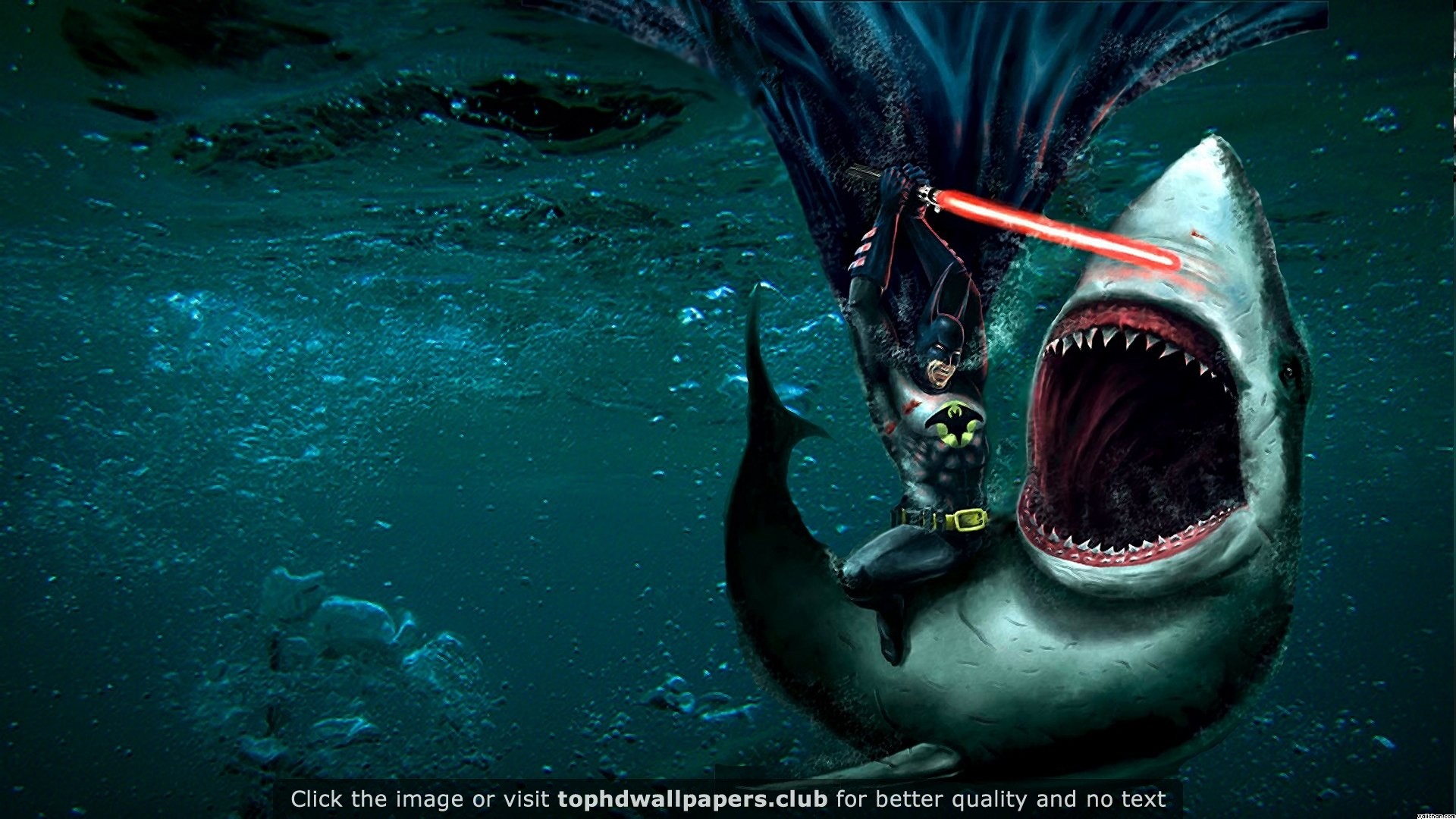 Batman Fighting a Shark With a Lightsaber 4K or HD wallpaper for your PC, Mac