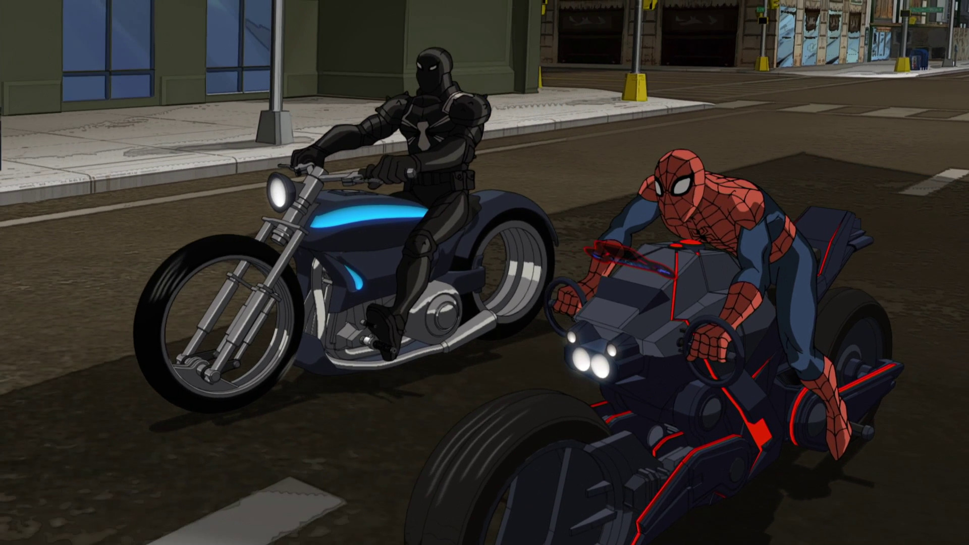 Image – Spider Man Agent Venom on their SpiderCycles USMWW Disney Wiki FANDOM powered by Wikia