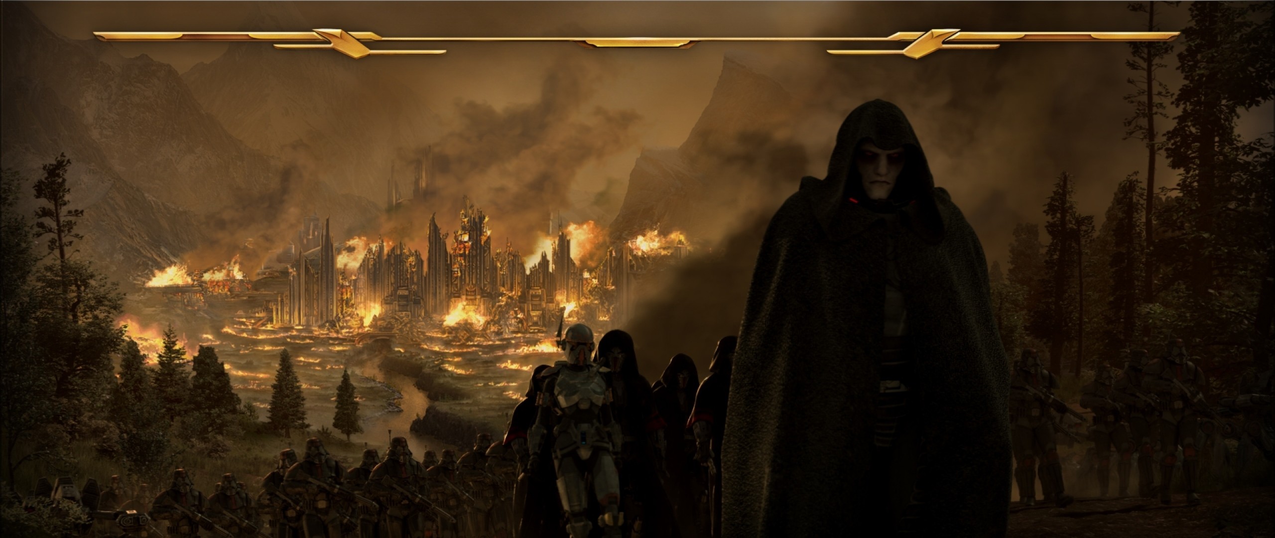 Wallpaper star wars the old republic, wildfire, forest, characters, mountains