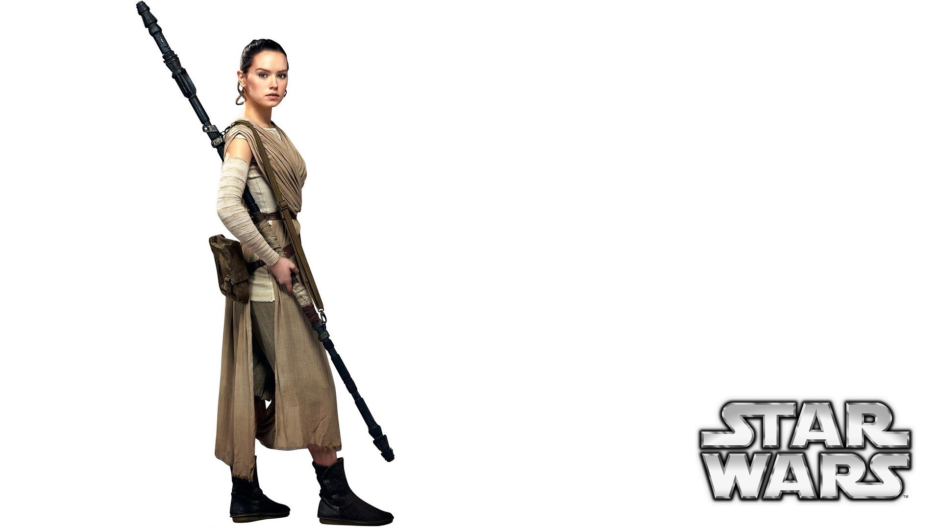 Star Wars – The Force Awakens Daisy Ridley / Rey wallpaper white 1080p