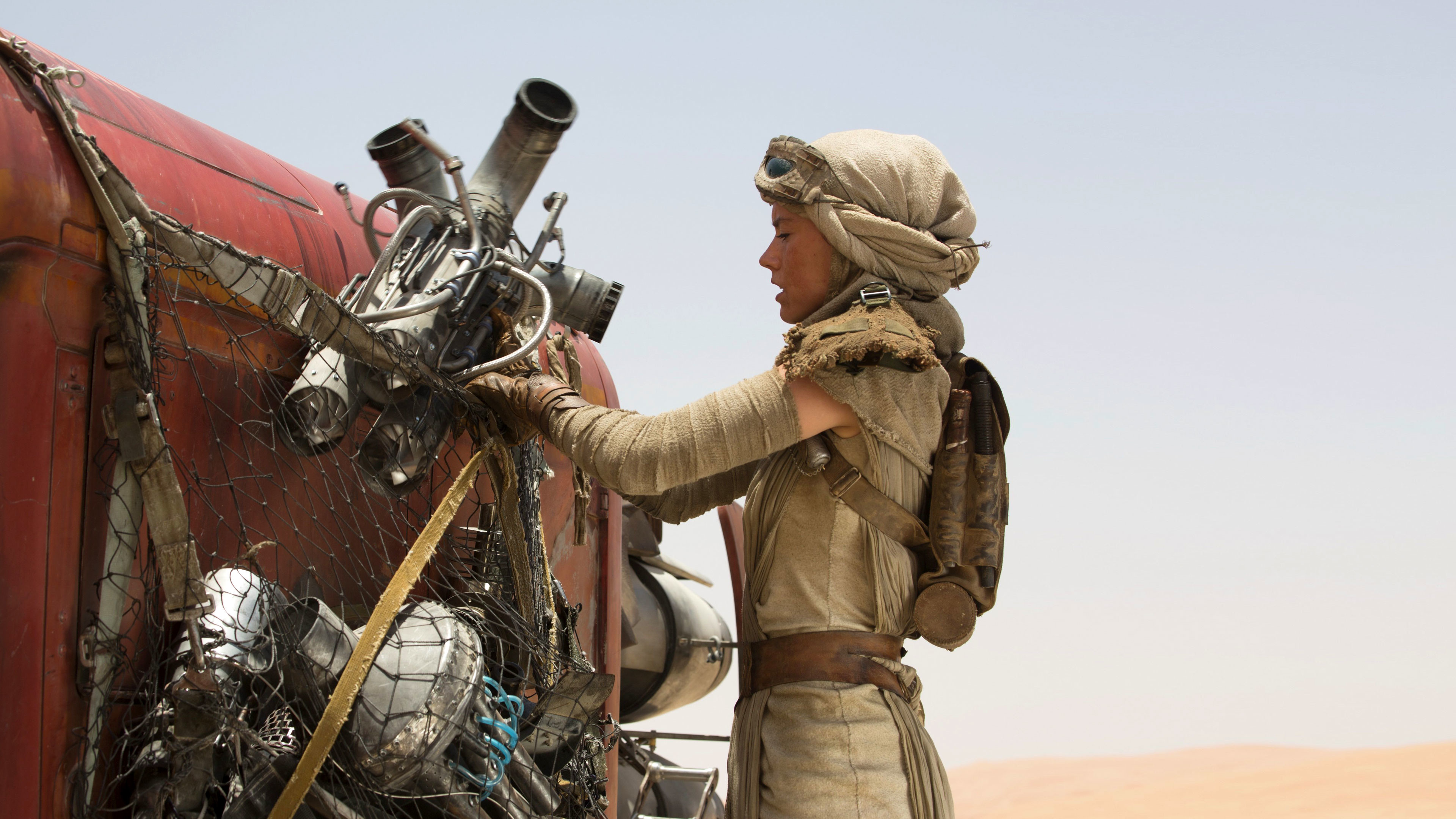 Rey with her Speeder – Star Wars 7 The Force Awakens wallpaper