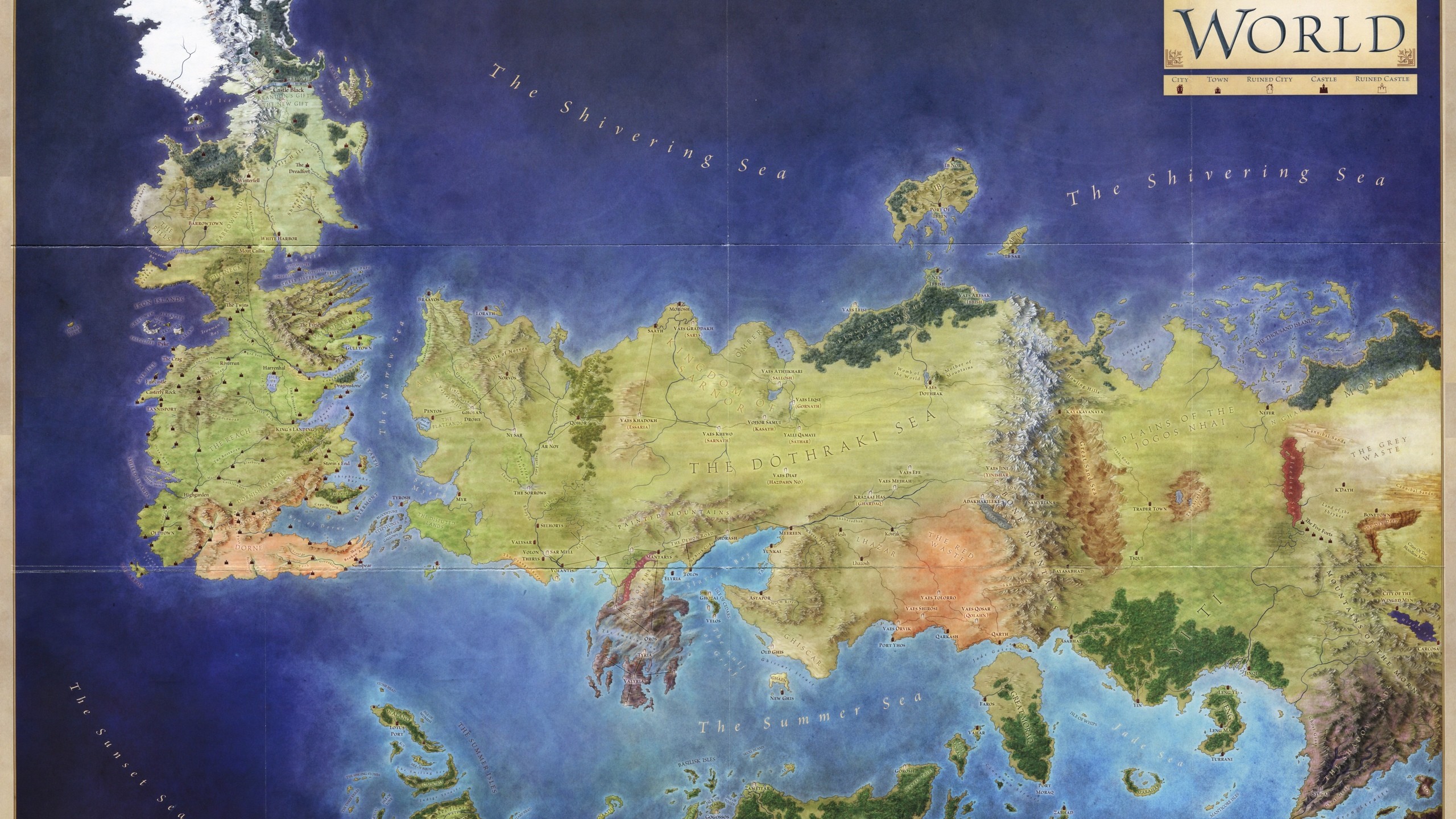 If you buy the Lands of Ice and Fire it comes with a colour version of this map