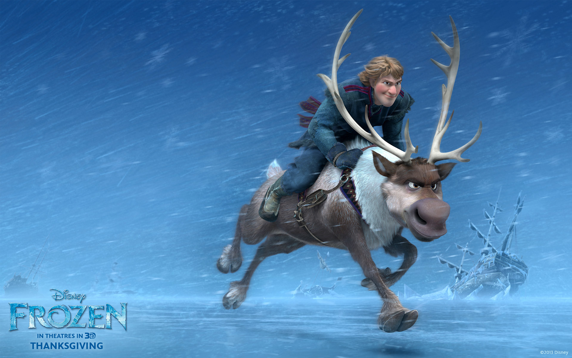 Kristoff and Sven the reindeer from Disney movie Frozen wallpaper