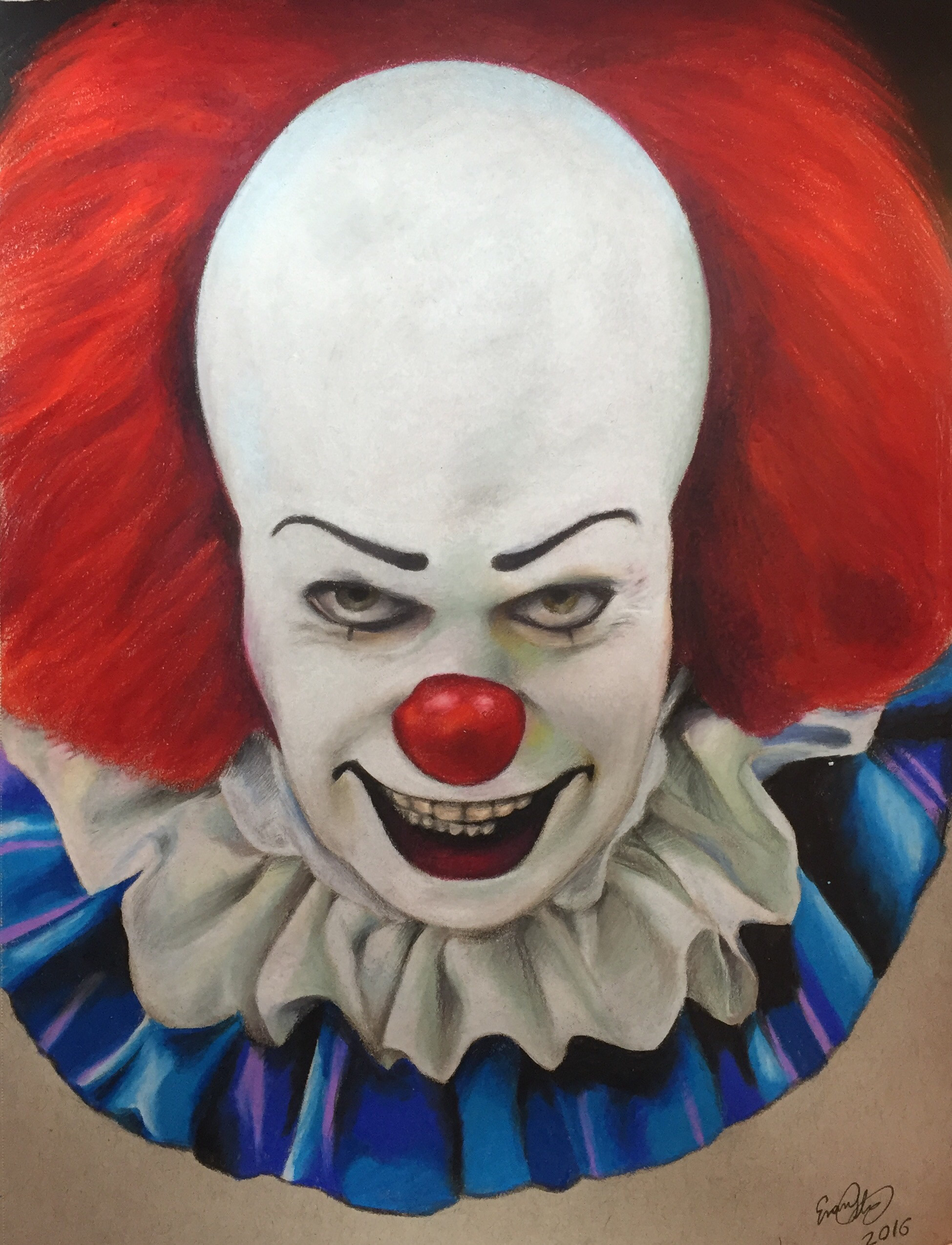 … Pennywise the clown colored pencil drawing by evanartt