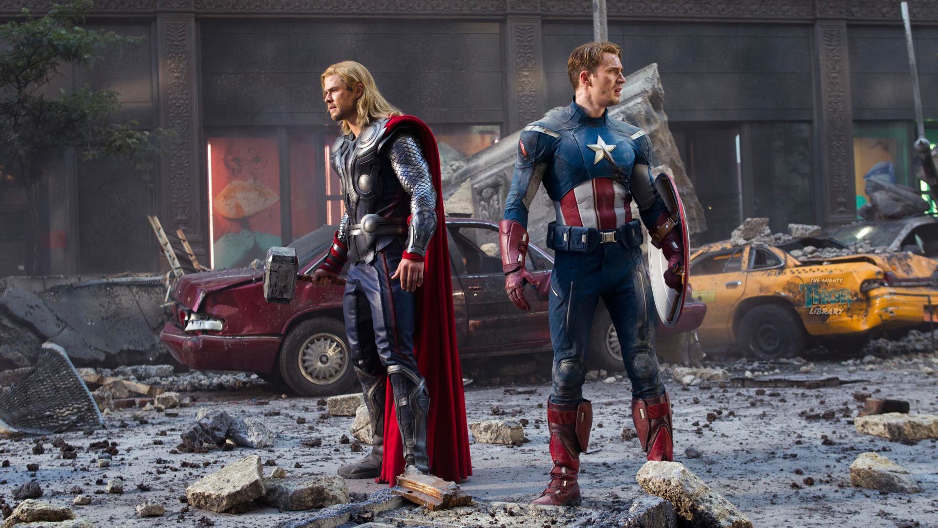 Thor and Captain America in Avengers Movie (1920 x 1080) wallpaper