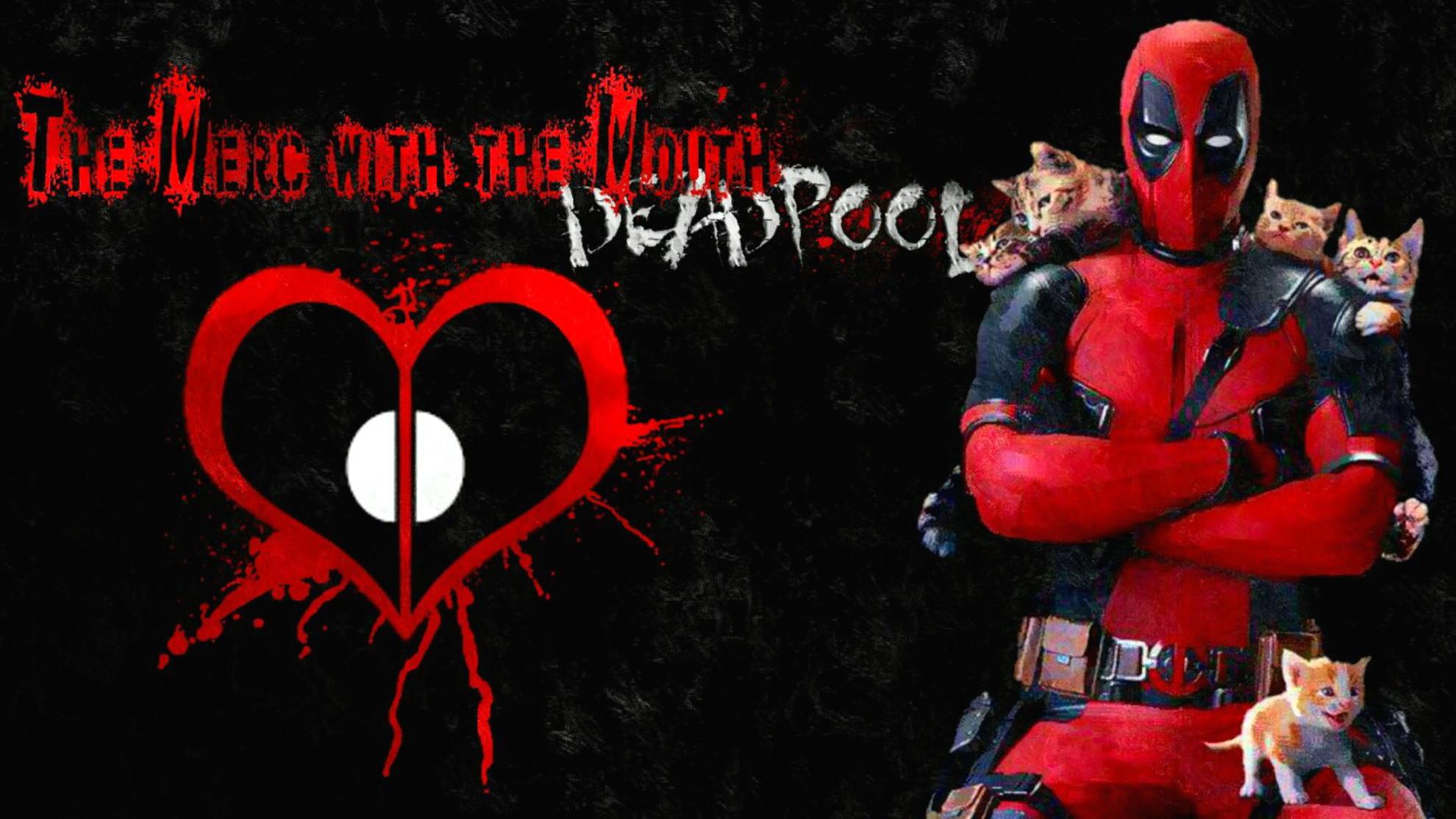 Deadpool and Cats Wallpaper / background version 1 by ladyevel