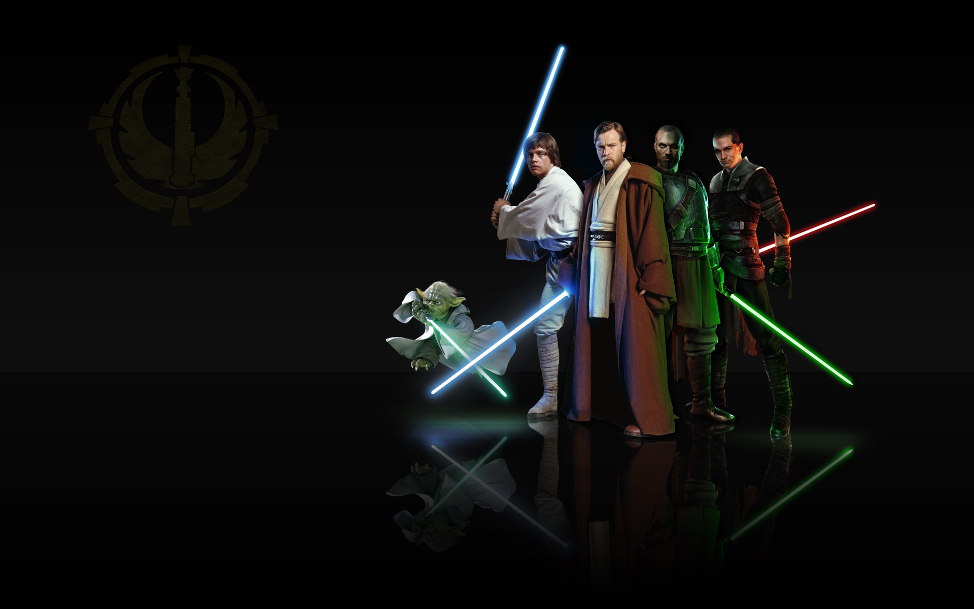 Quick Wallpaper during my break, of my favorite Jedi's. Can't really find  any cool wallpaper of Star Wars, so if you have a large sc.