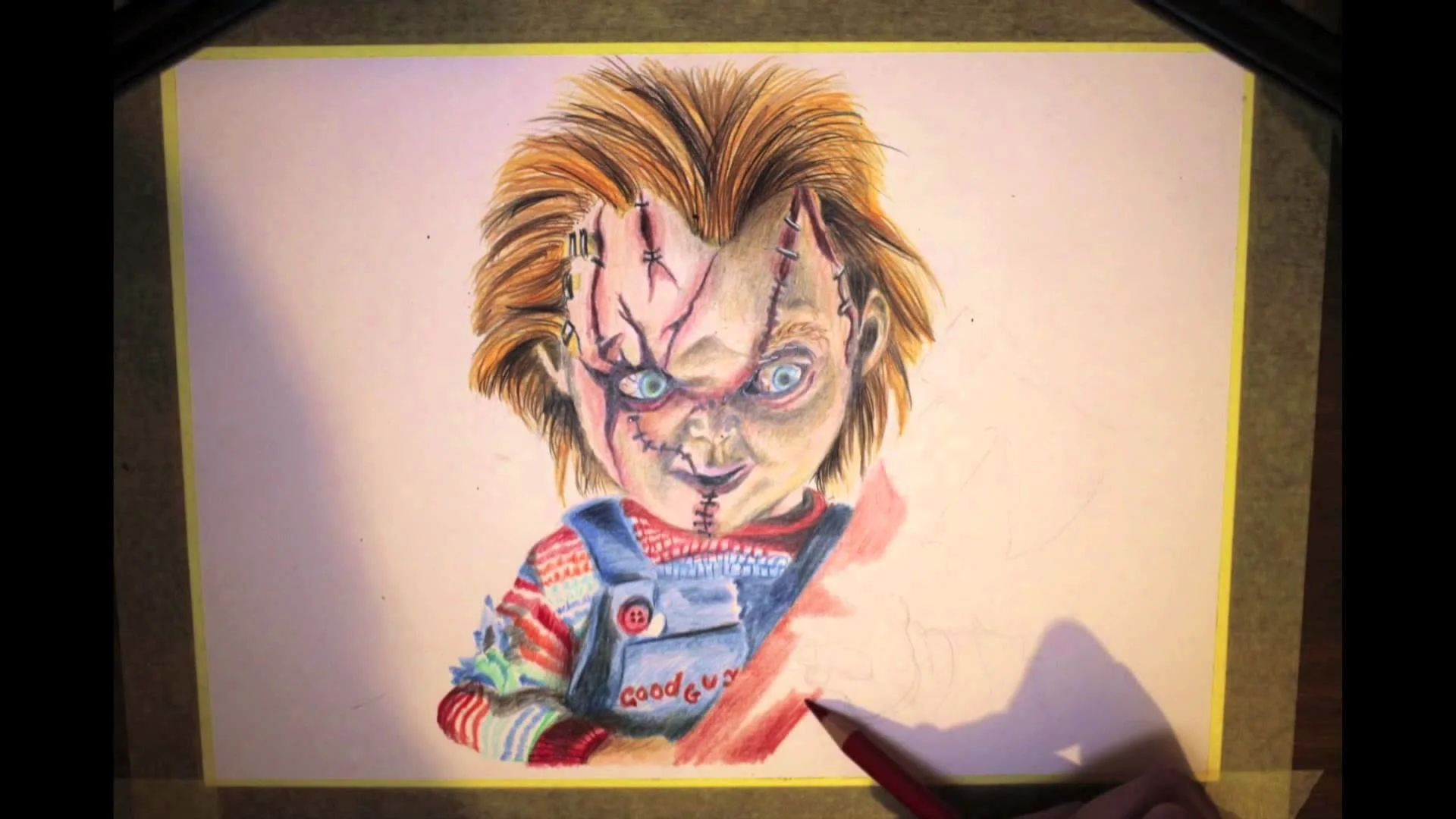 Time Lapse Coloured Pencil Drawing of Chucky Static X Version – YouTube