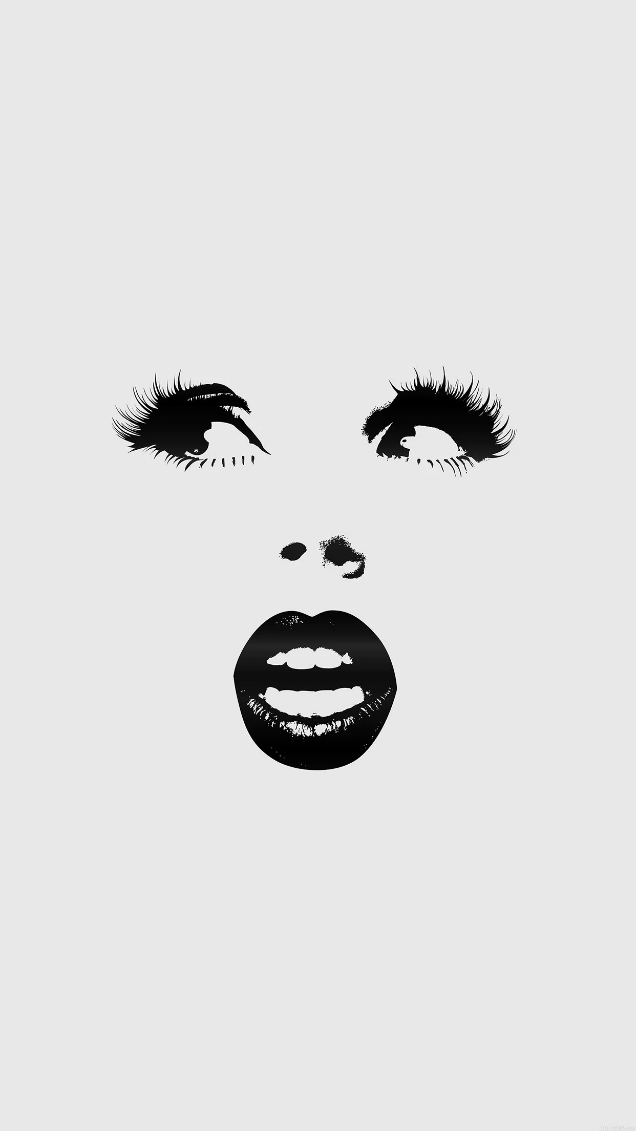 Girlish Girly Face Lips Eyes Minimalistic Stylish Girl Black and White HD  iPhone 6 plus Wallpaper