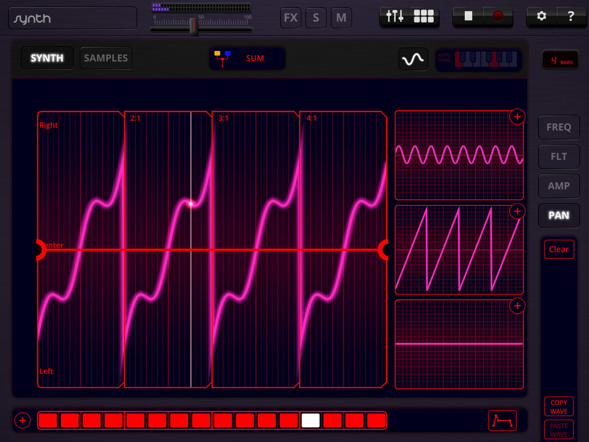 Many of the sound and pitch sequence settings in Oscilab can be adjusted by tweaking the