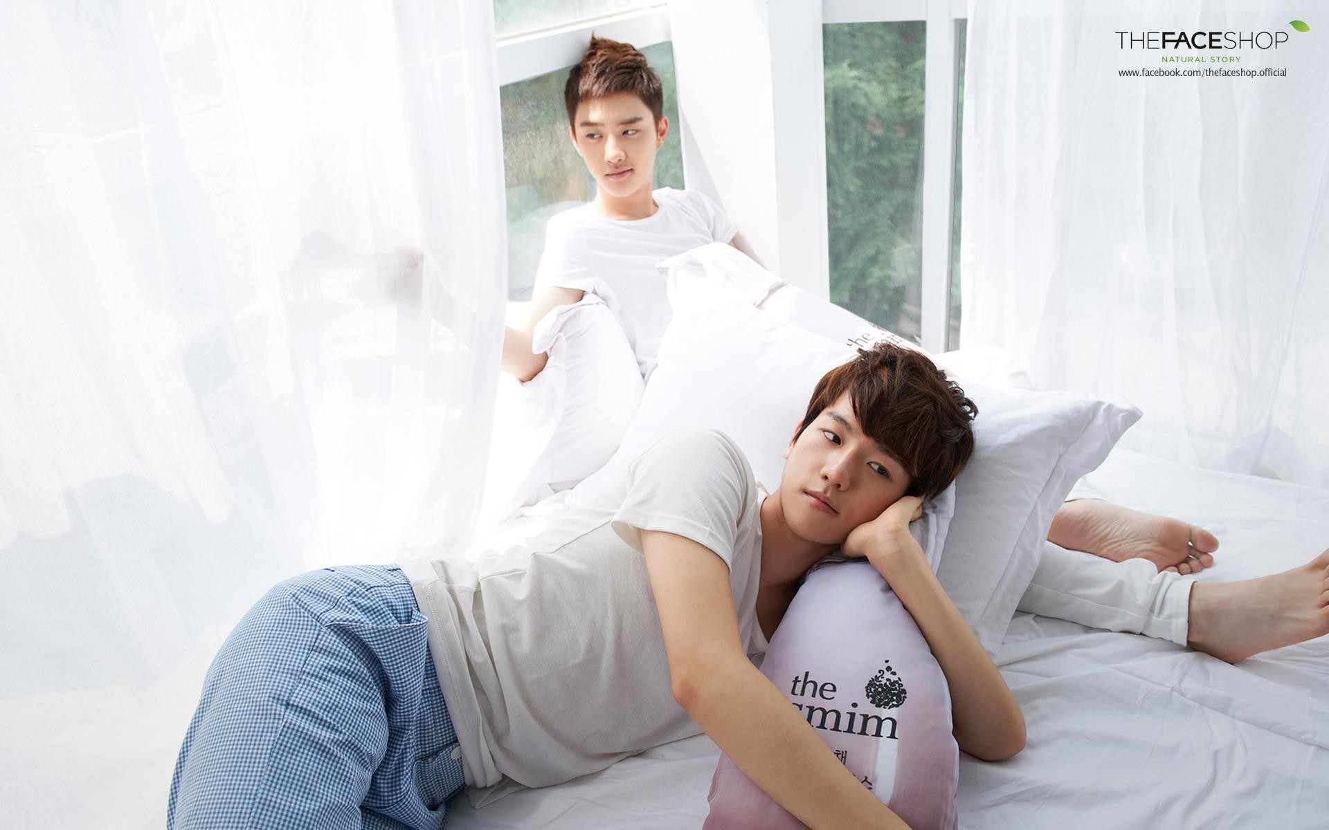 EXO K Baekhyun and D.O The Face Shop HD Wallpaper why are they on the same bed