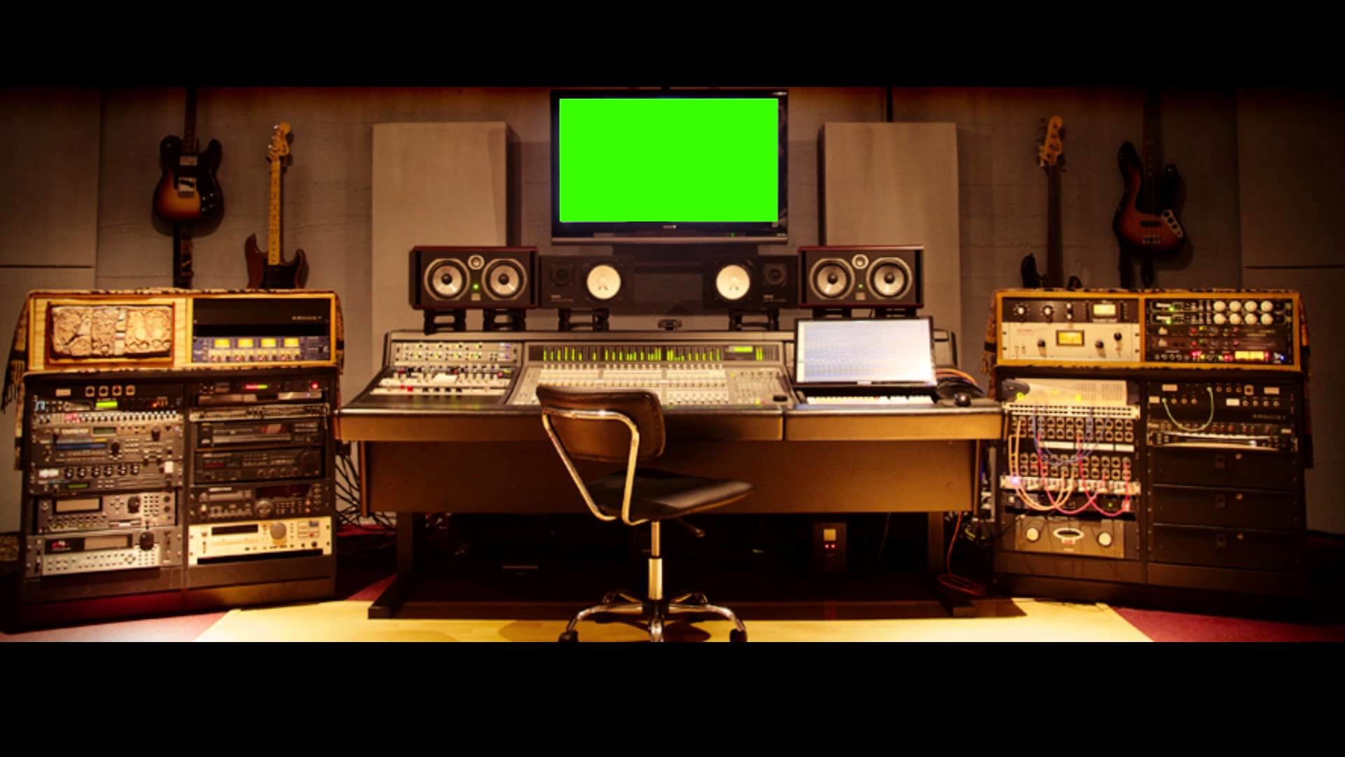 Music Studio big screen – Green Screen Royalty Free Footage