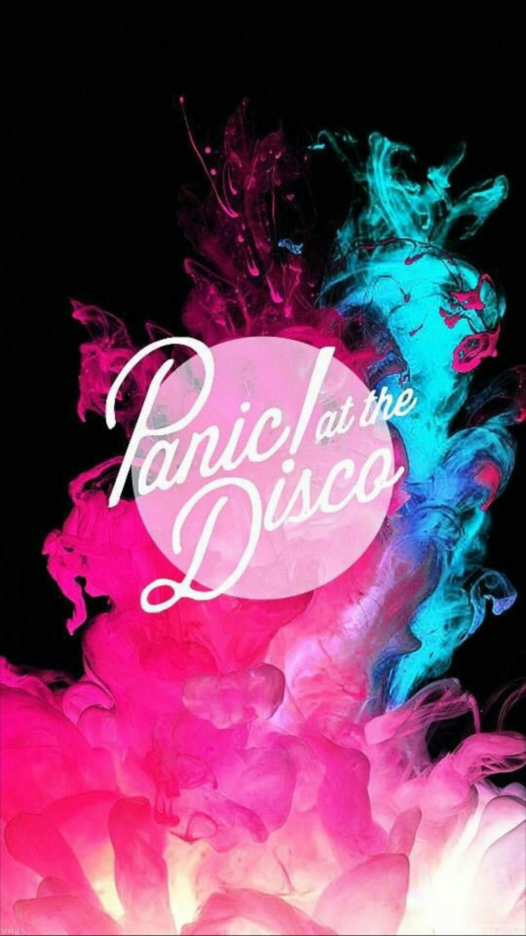 Panic! At The Disco neon blue & pink smoke phone background