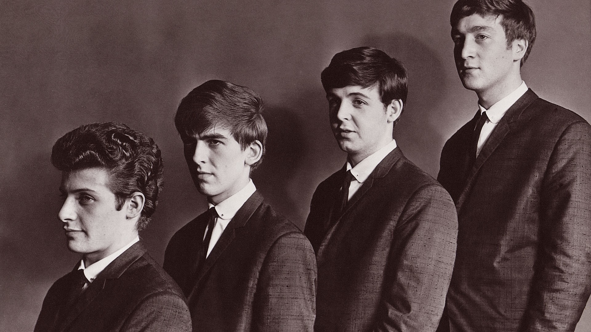 Preview wallpaper the beatles, band, faces, suits, ties 1920×1080