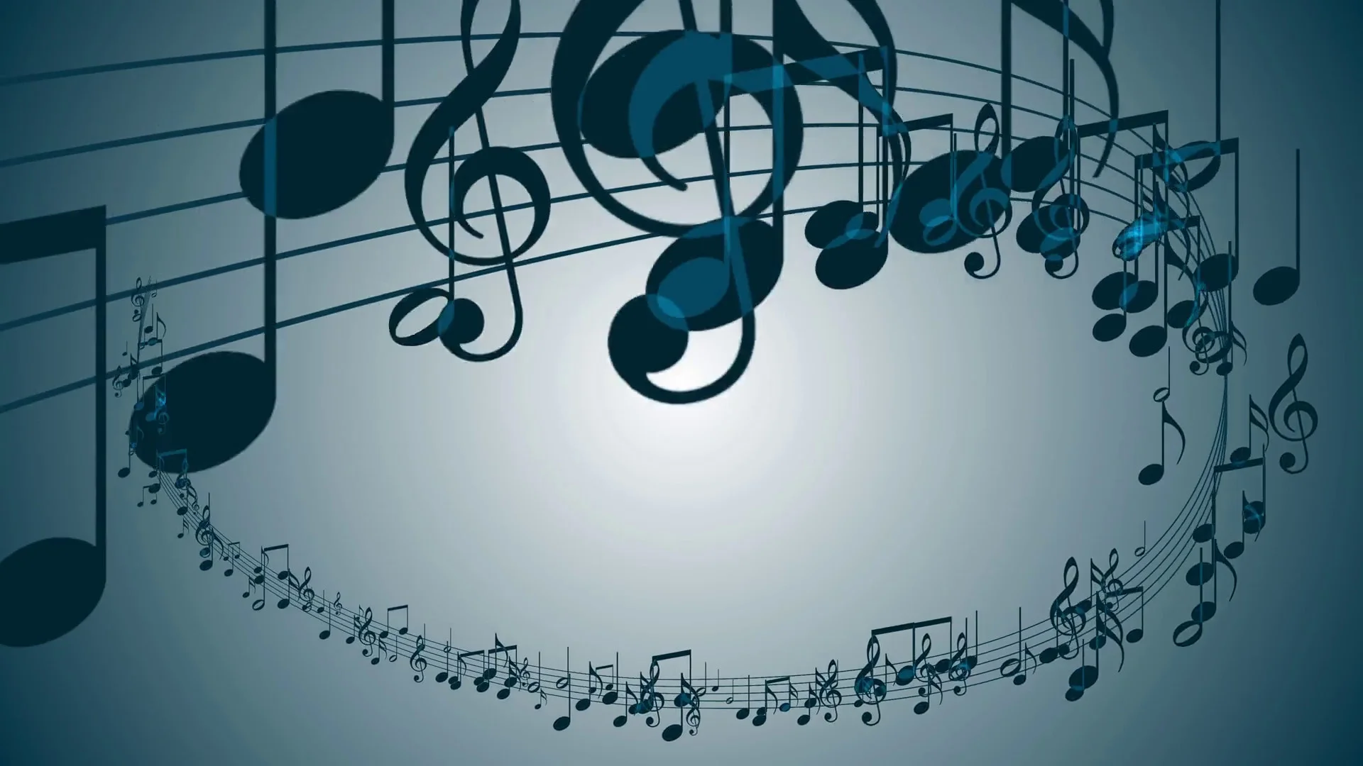 Subscription Library Animated abstract background with colorful music notes.