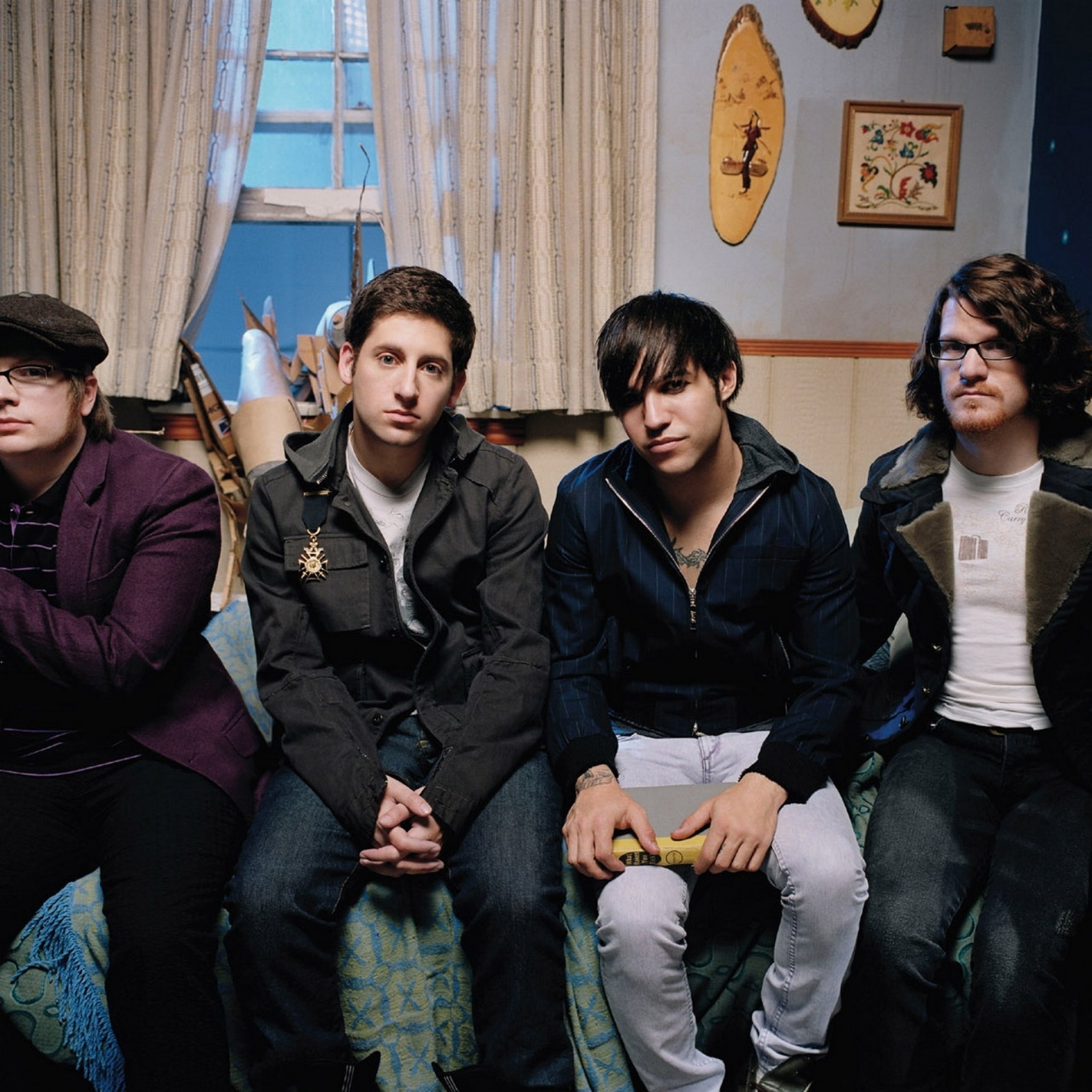 Preview wallpaper fall out boy, bedroom, bed, windows, band 2048×2048