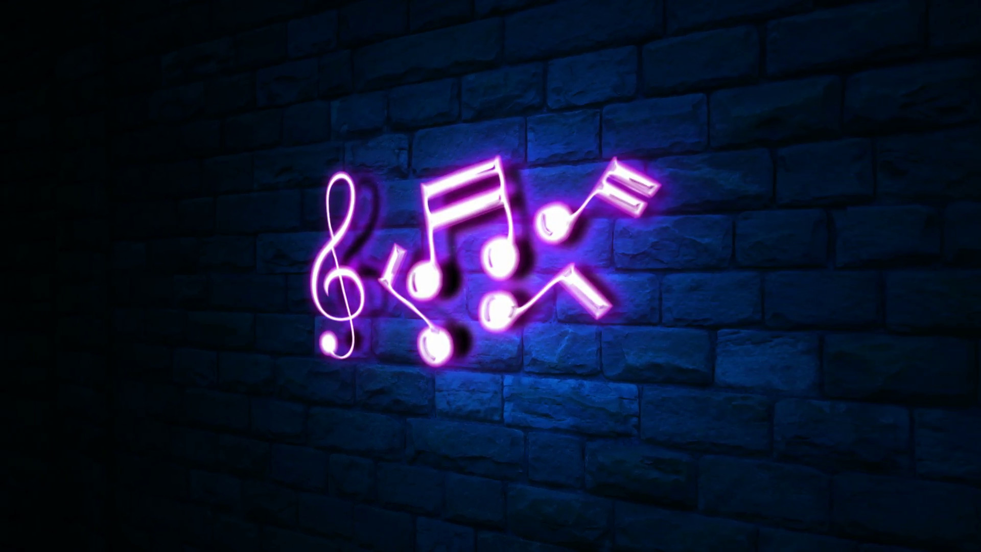 Animation of music notes in neon light at wall with blue light Motion  Background – VideoBlocks