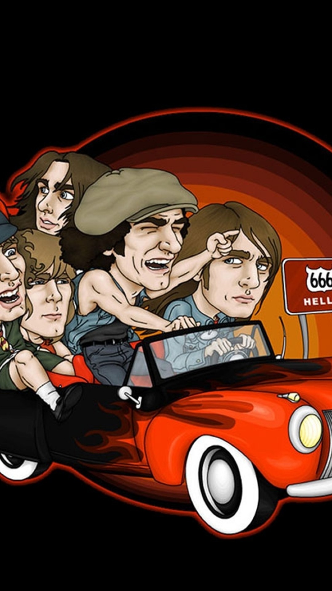 Preview wallpaper acdc, picture, car, direction, sign 1080×1920
