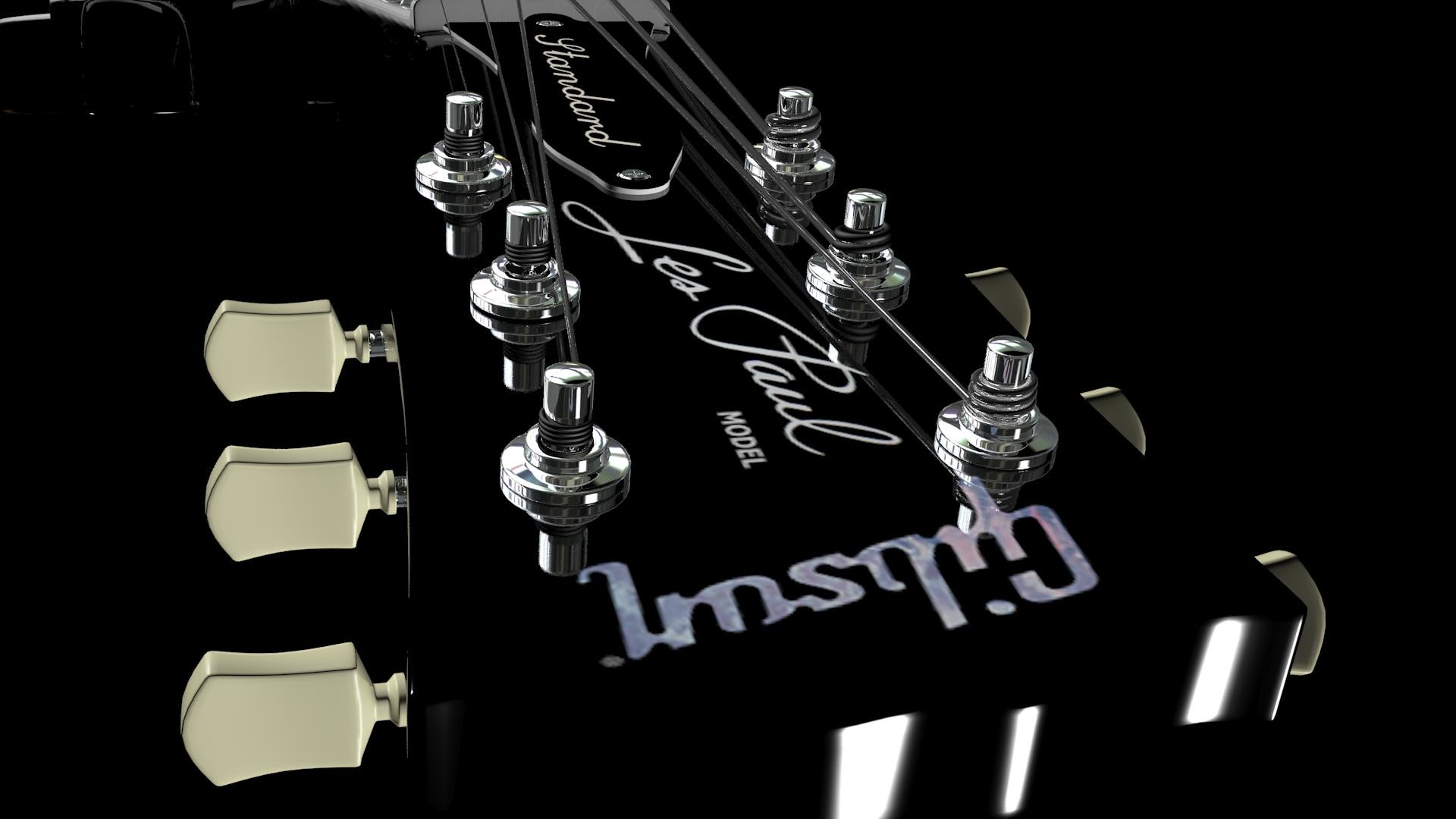 3D Electric Guitar Les Paul Standard 3dsmax 2012 Les Paul Guitar Headstock