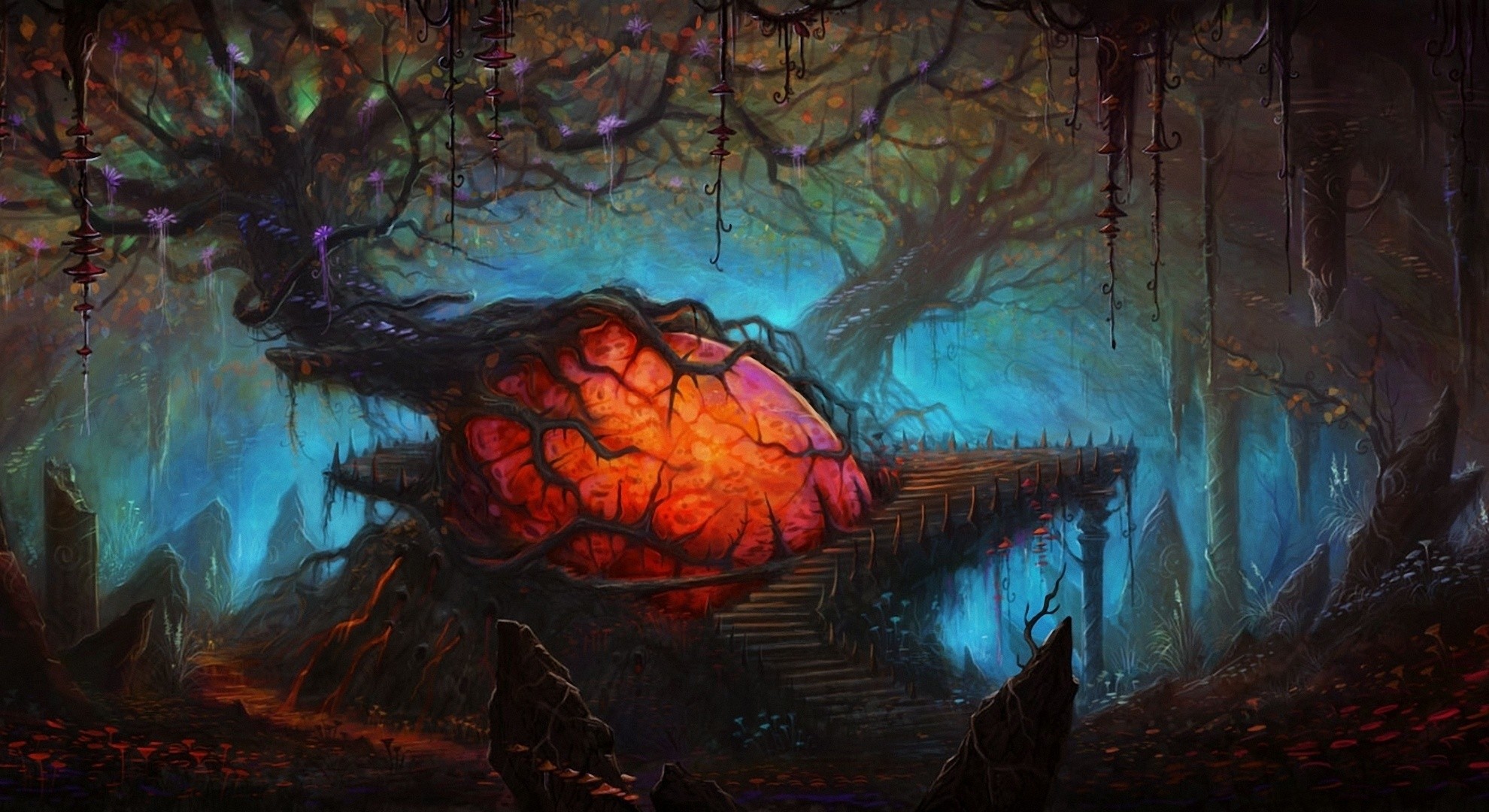 Fantasy Landscape Spooky Creepy Forest Dark Wallpaper