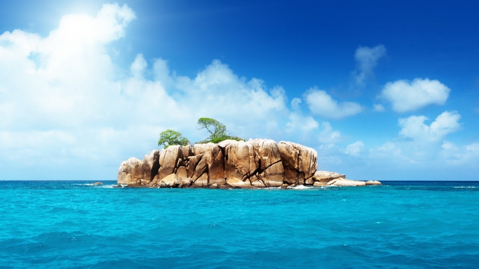 Preview wallpaper island, rocks, sea 1920×1080
