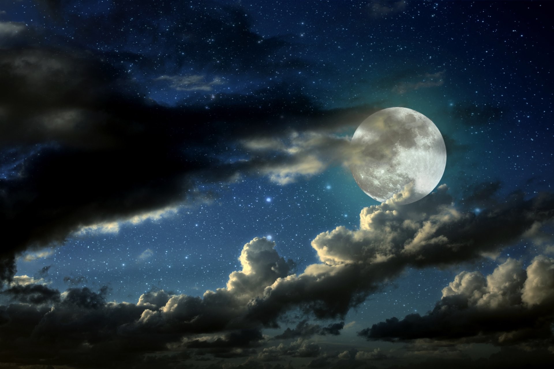 Amazing Moon and Cloudy Sky Wallpaper