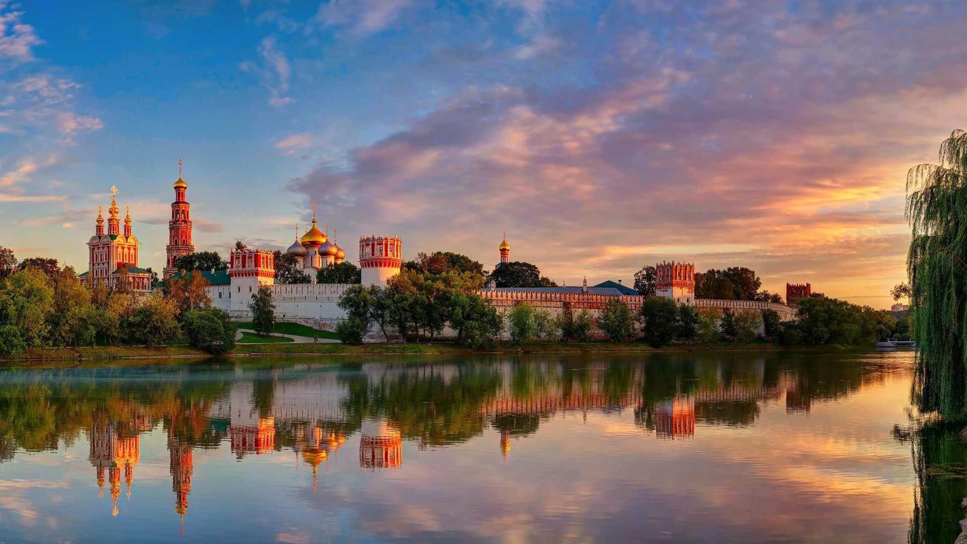 Preview wallpaper moscow, novodevichy convent mother of god of smolensk, summer 1920×1080