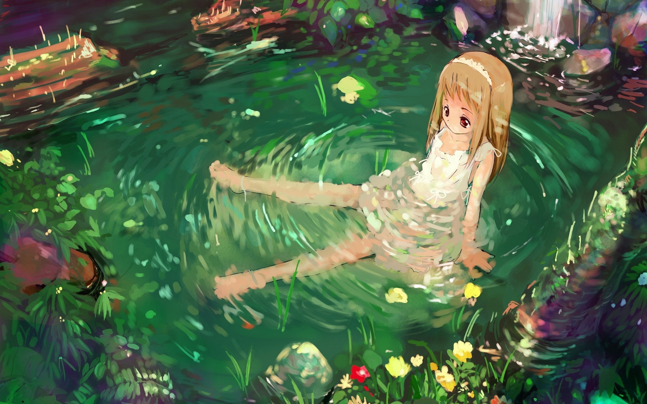 Girl Nature Water Sadness Top Wallpaper Anime