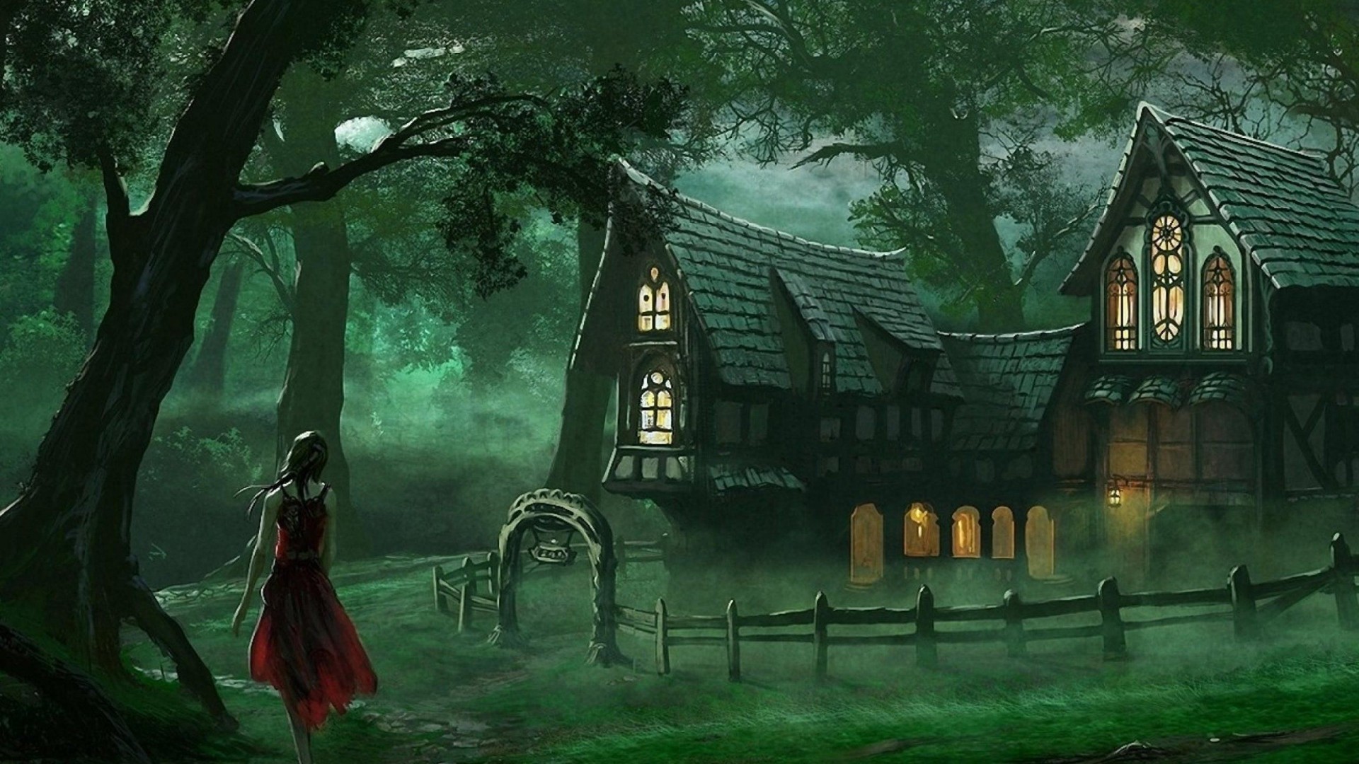 Spooky House Fantasy Forest wallpaper HD 1920 1080