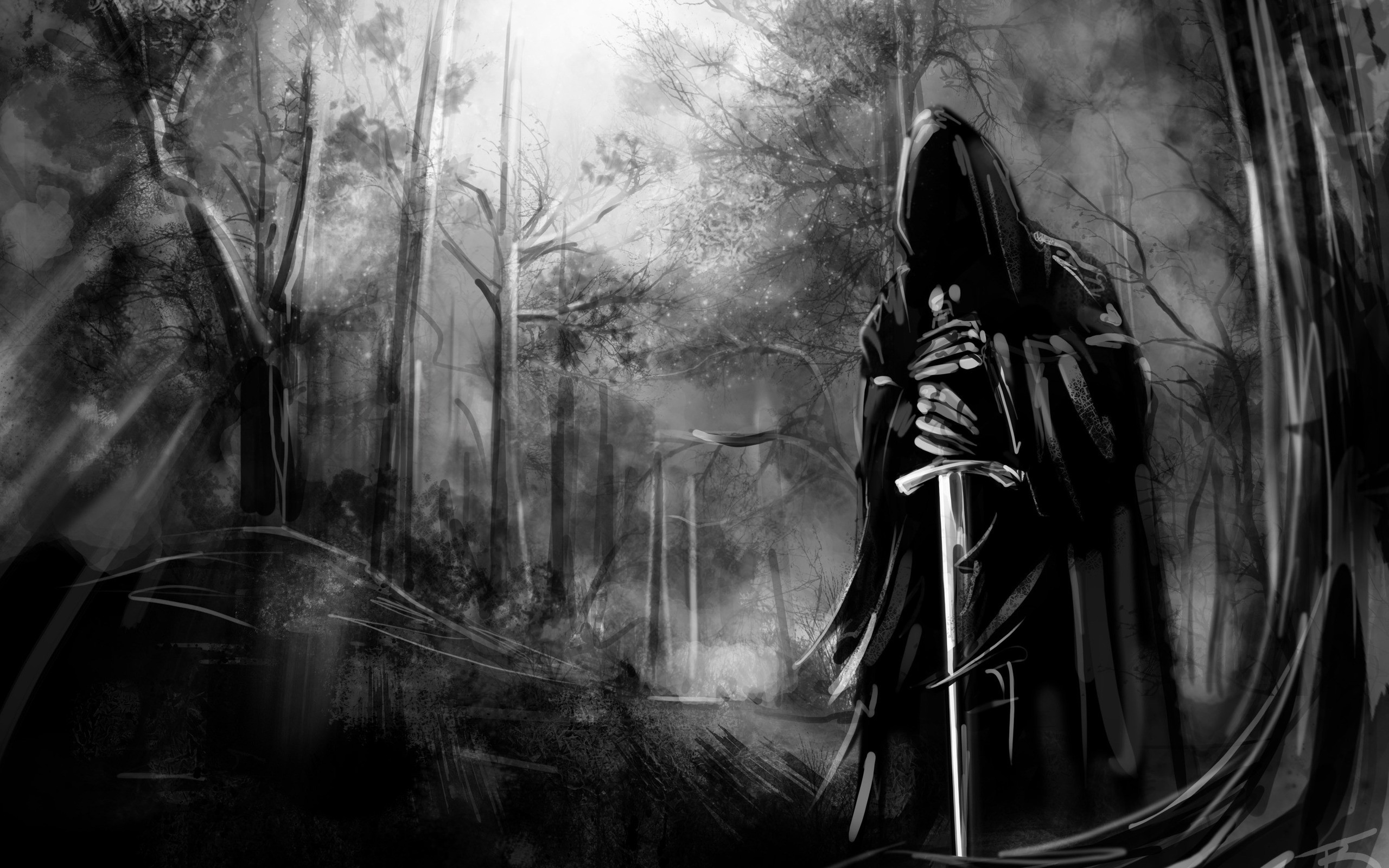 Black and white death forest gothic swords wallpaper 10932 WallpaperUP