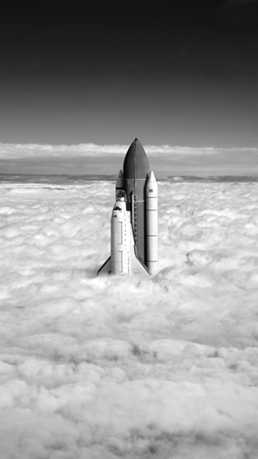 Grayscale Rocket Up Towards Cloudy SKy #iPhone #plus #wallpaper