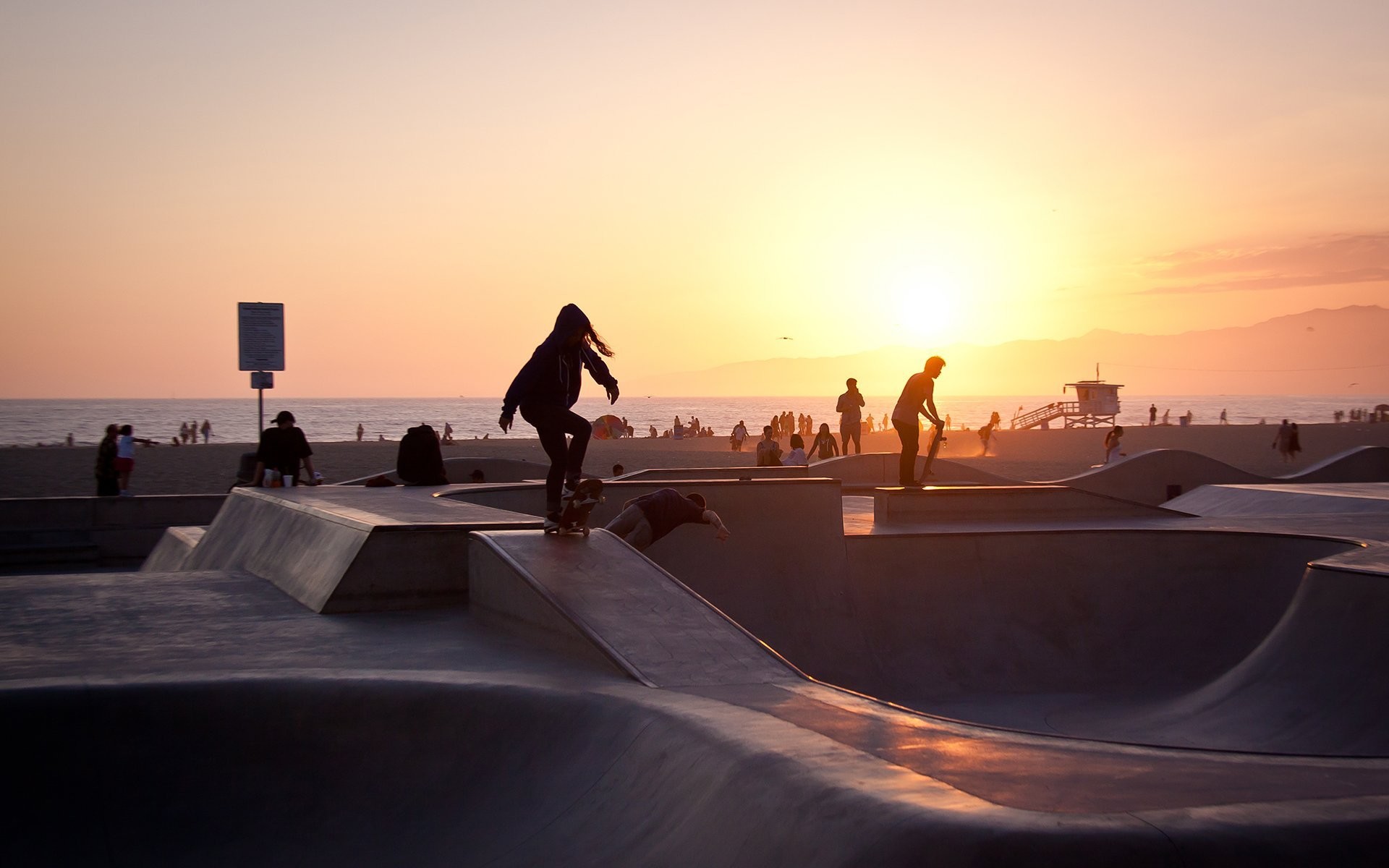 Skater venice beach summer sunset la los angeles california usa