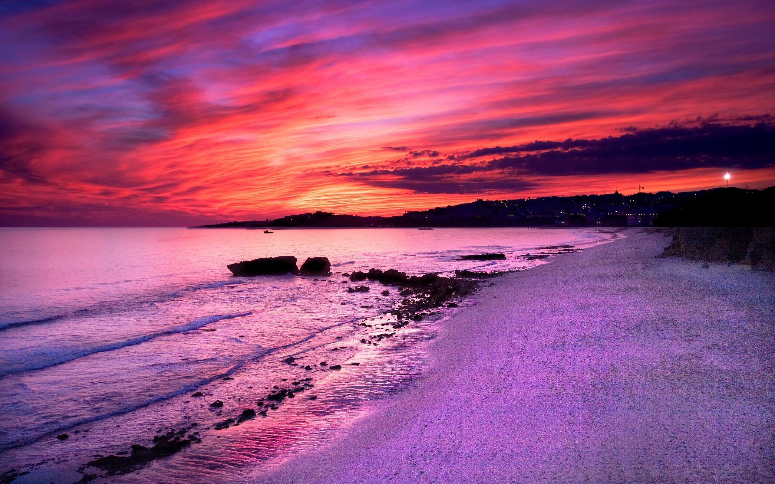 Pink And Purple Beach Sunset Background 1 HD Wallpapers