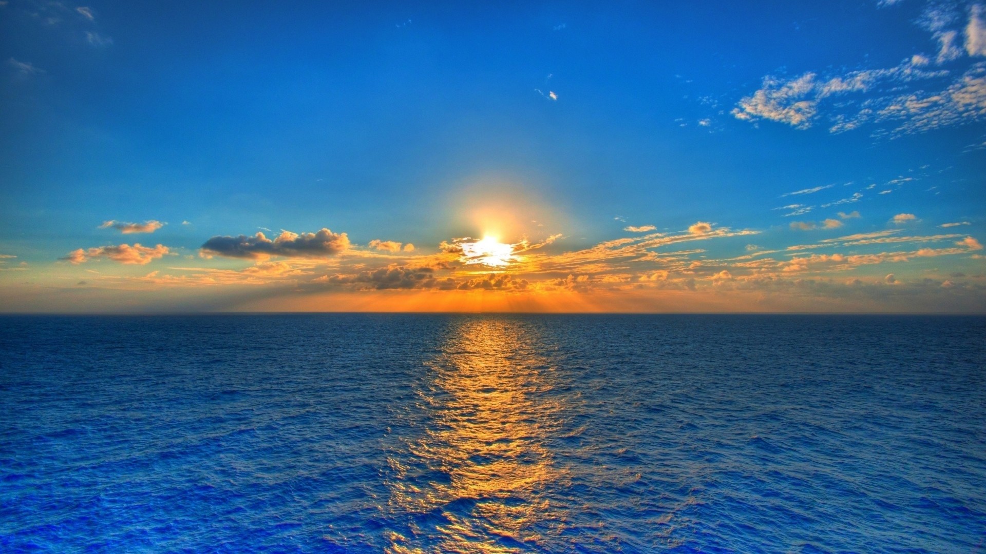 Preview wallpaper sky, sun, sea, path, reflection, clouds, ripples,