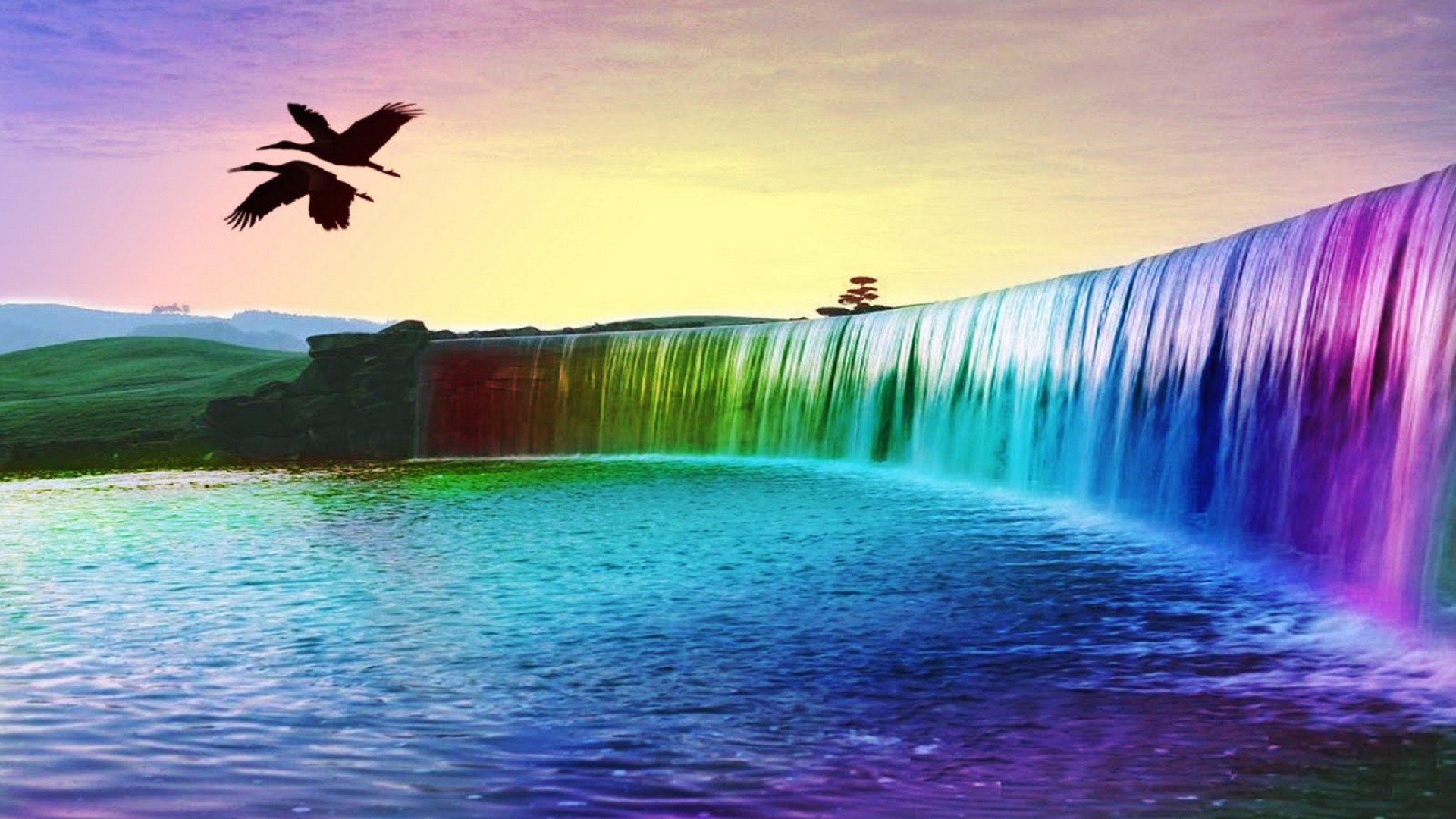 Colourful Waterfall 3d Background free hd wallpapers