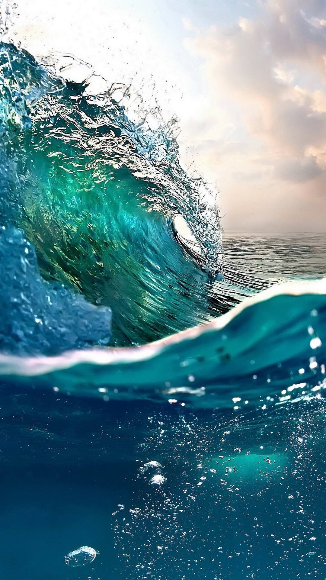 Beautiful deep blues and aqua ocean wave