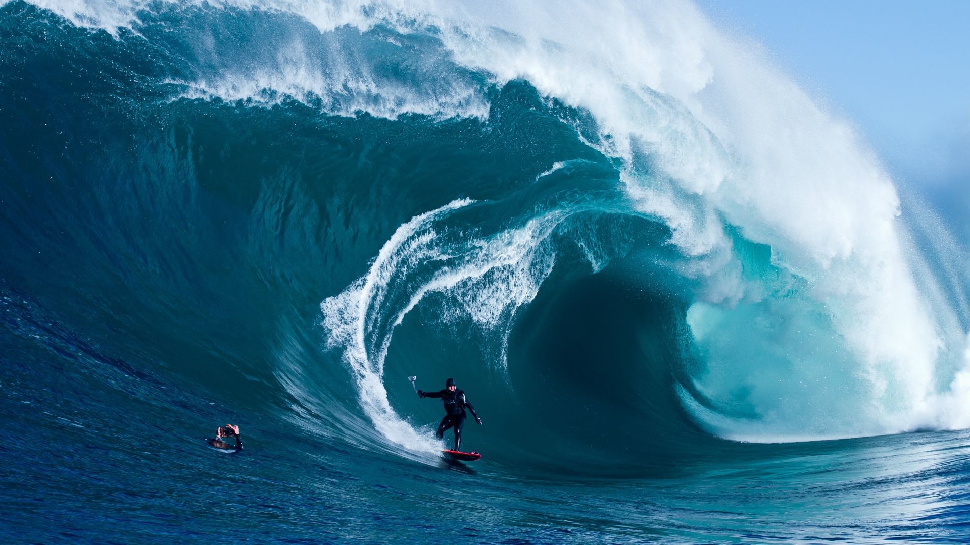 Very extreme surfing, huge waves – HD wallpaper download