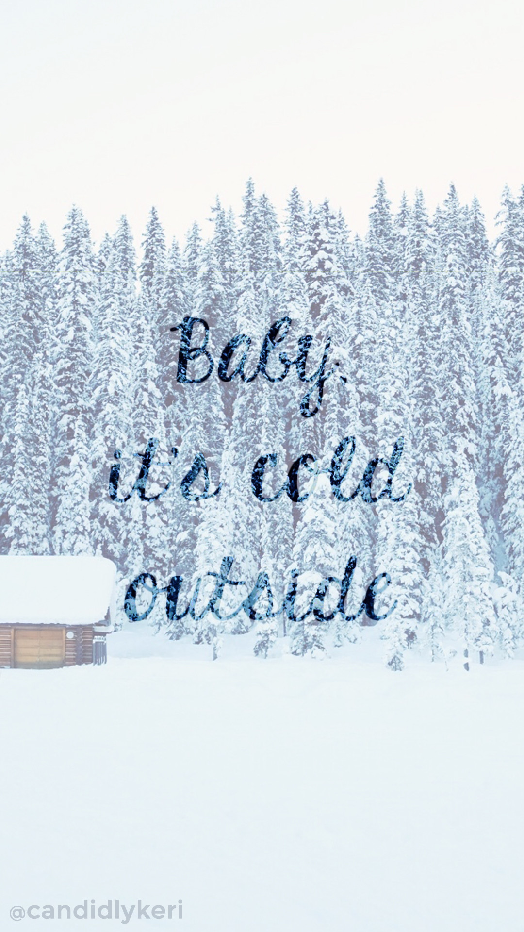 Baby its Cold outside snowy cabin blue snow background wallpaper you can download for free