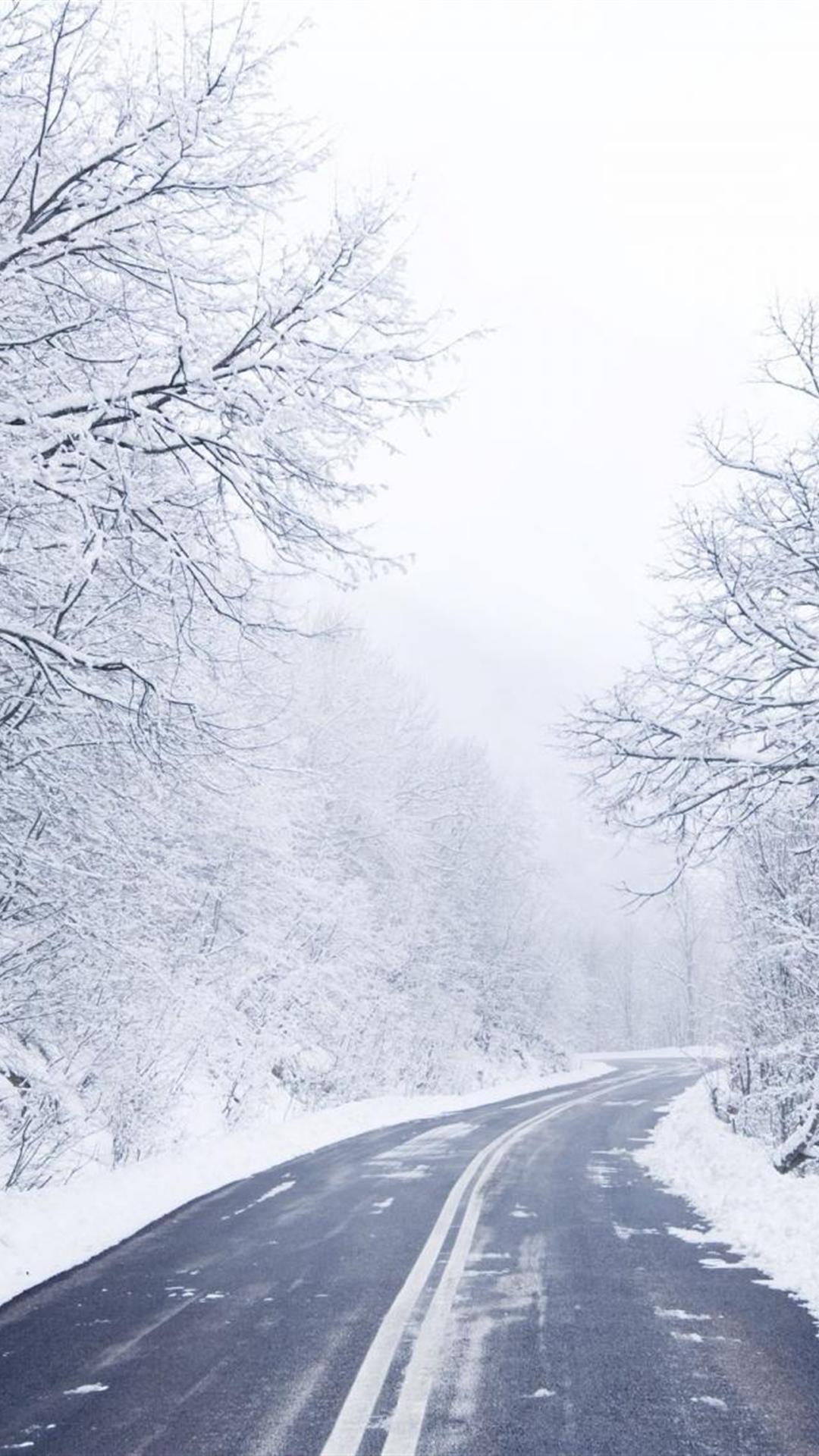 Download cold winter road wallpapers for iphone 6 plus