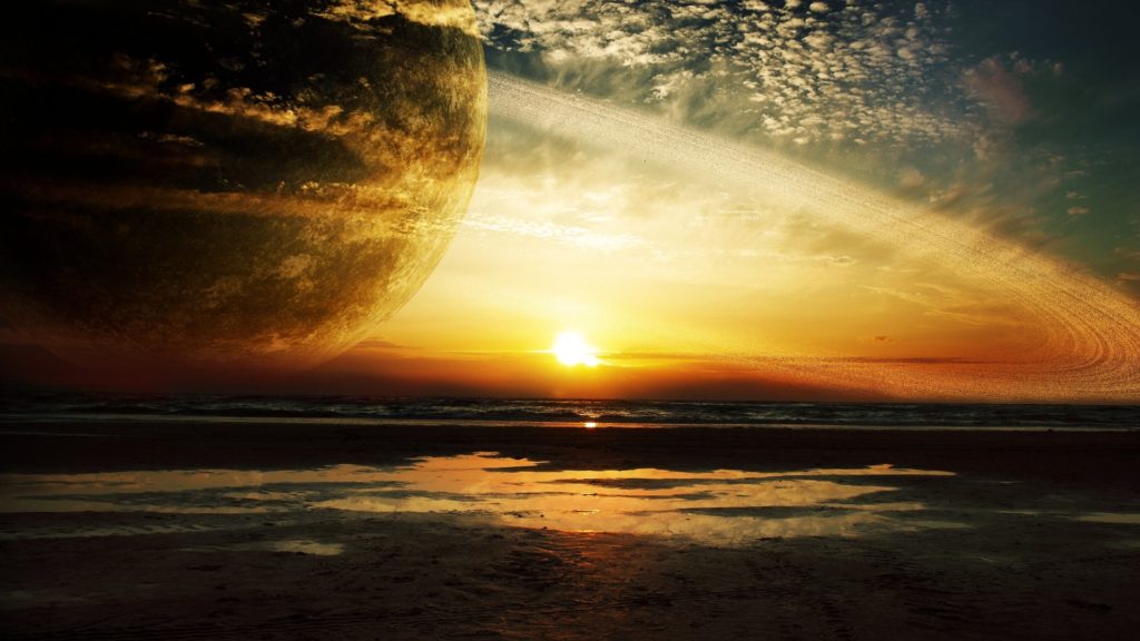 Preview Wallpaper Sunset Sea Rings Planet 1920 1080 Preview Wallpaper Sunset Sea Rings Planet 1920 1080