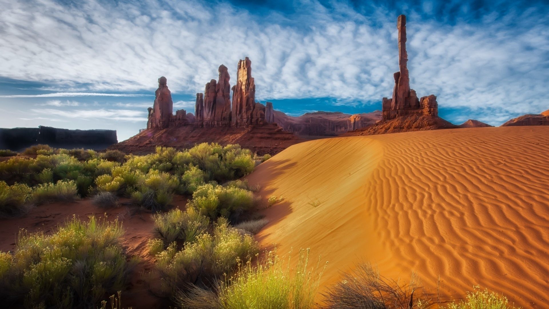 Desert – Dunes Monument Valley Geology Erosion Utah Shrubs Arizona  Sandstone Buttes Beautiful Deserts Cliffs Clouds