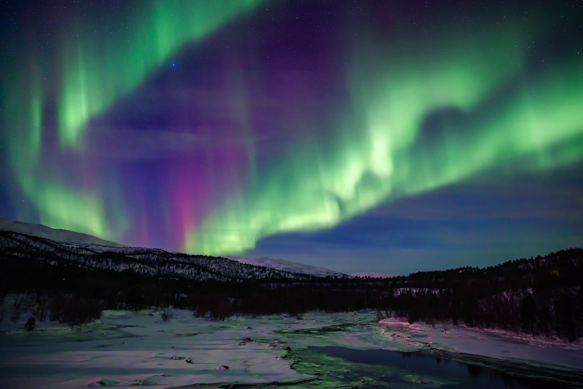 aurora borealis northern lights sky star mountain night snow